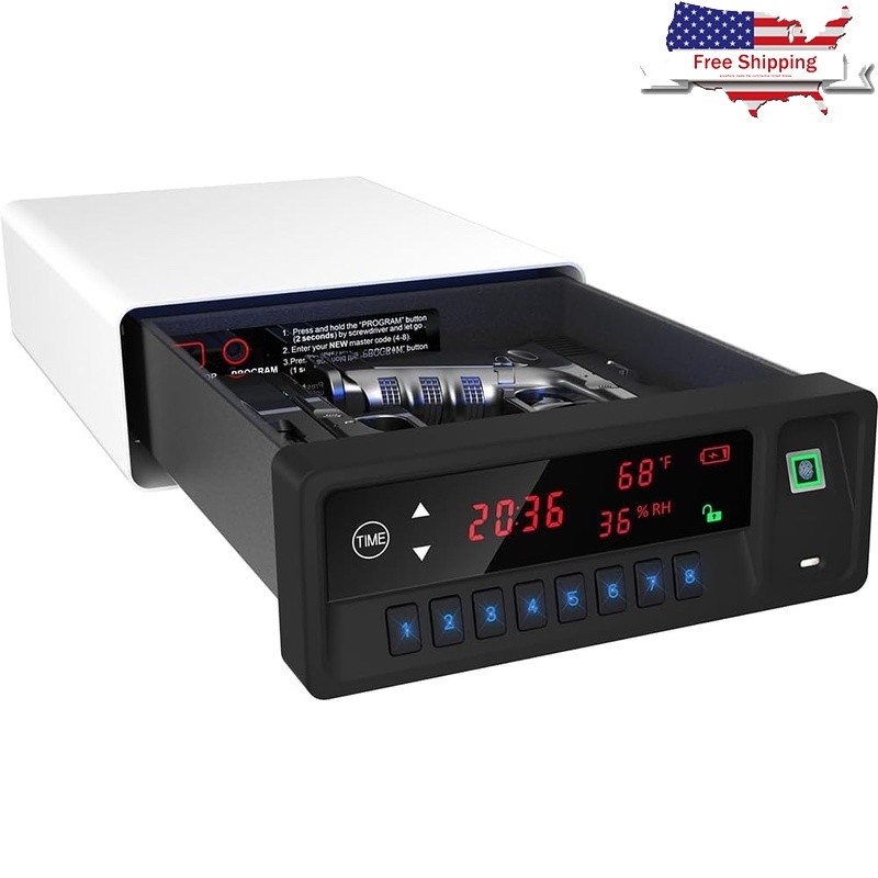 Biometric Gun Safe LCD Display Pistol Storage Keypad Security Under Counter New