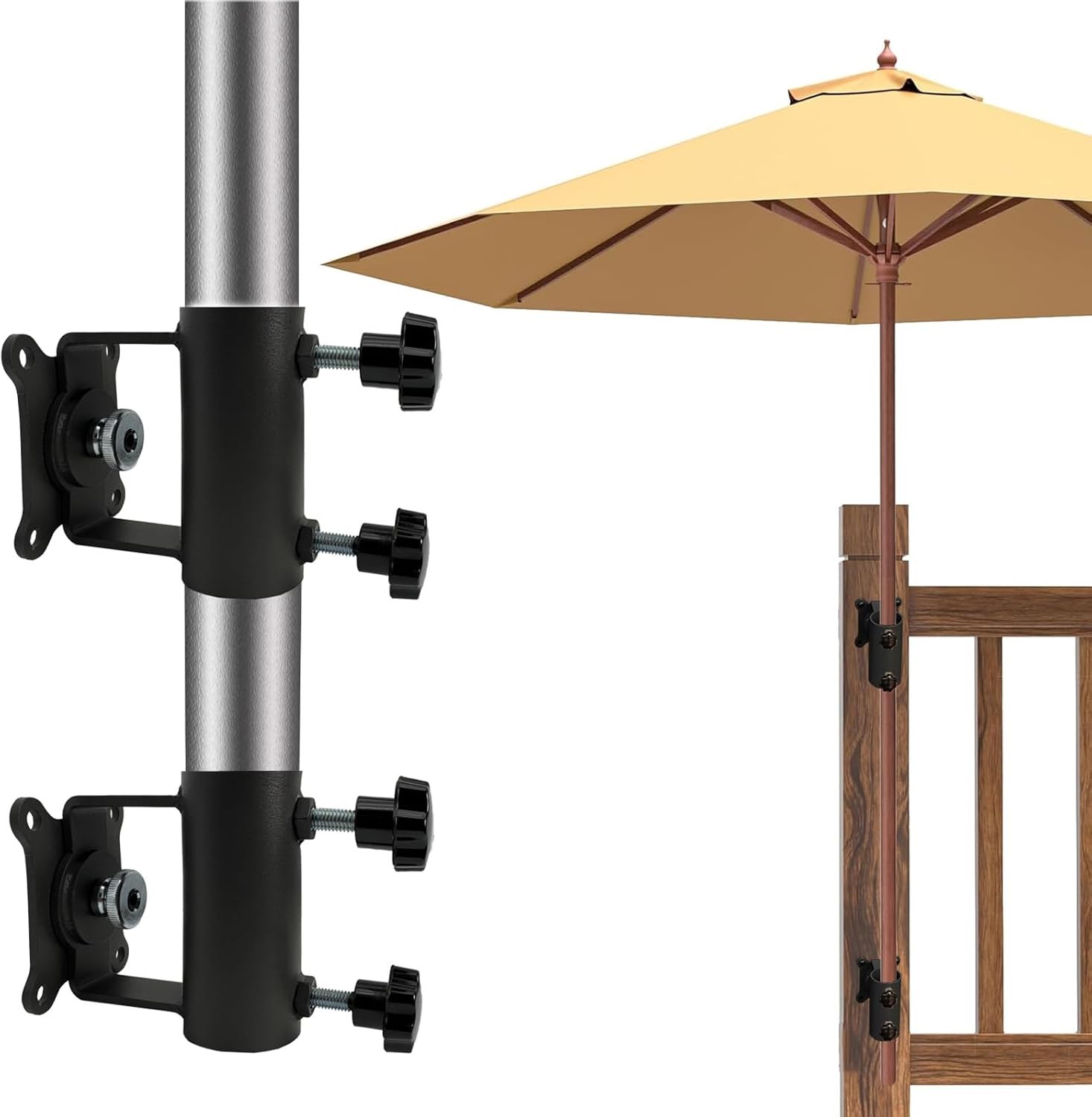Heavy-Duty Patio Umbrella Holder Adjustable Umbrella Stand Base Mount to Deck