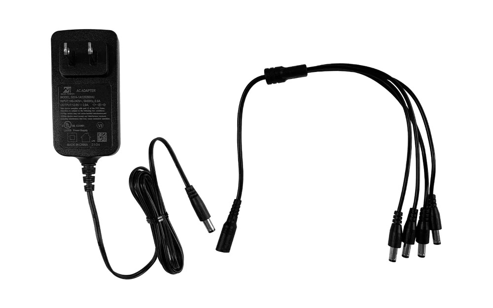 ✅ All Brands Surveillance Camera Power Adapter 12V 2A & 4-in-1 Splitter Cables ✅