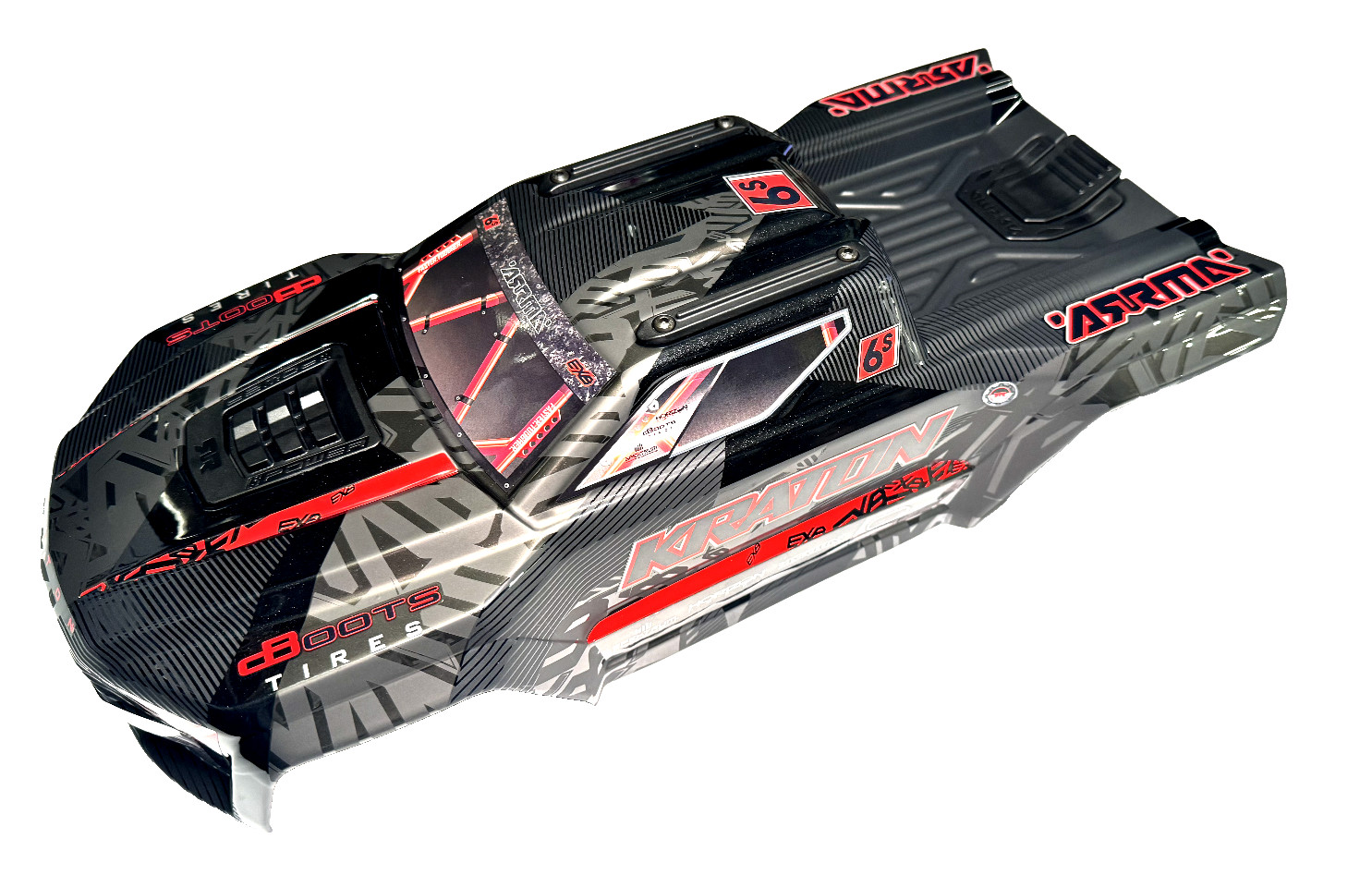 Arrma KRATON 6s EXB V6 1:8 SHELL Black/Red cover & Body Clipless ARA8708V6