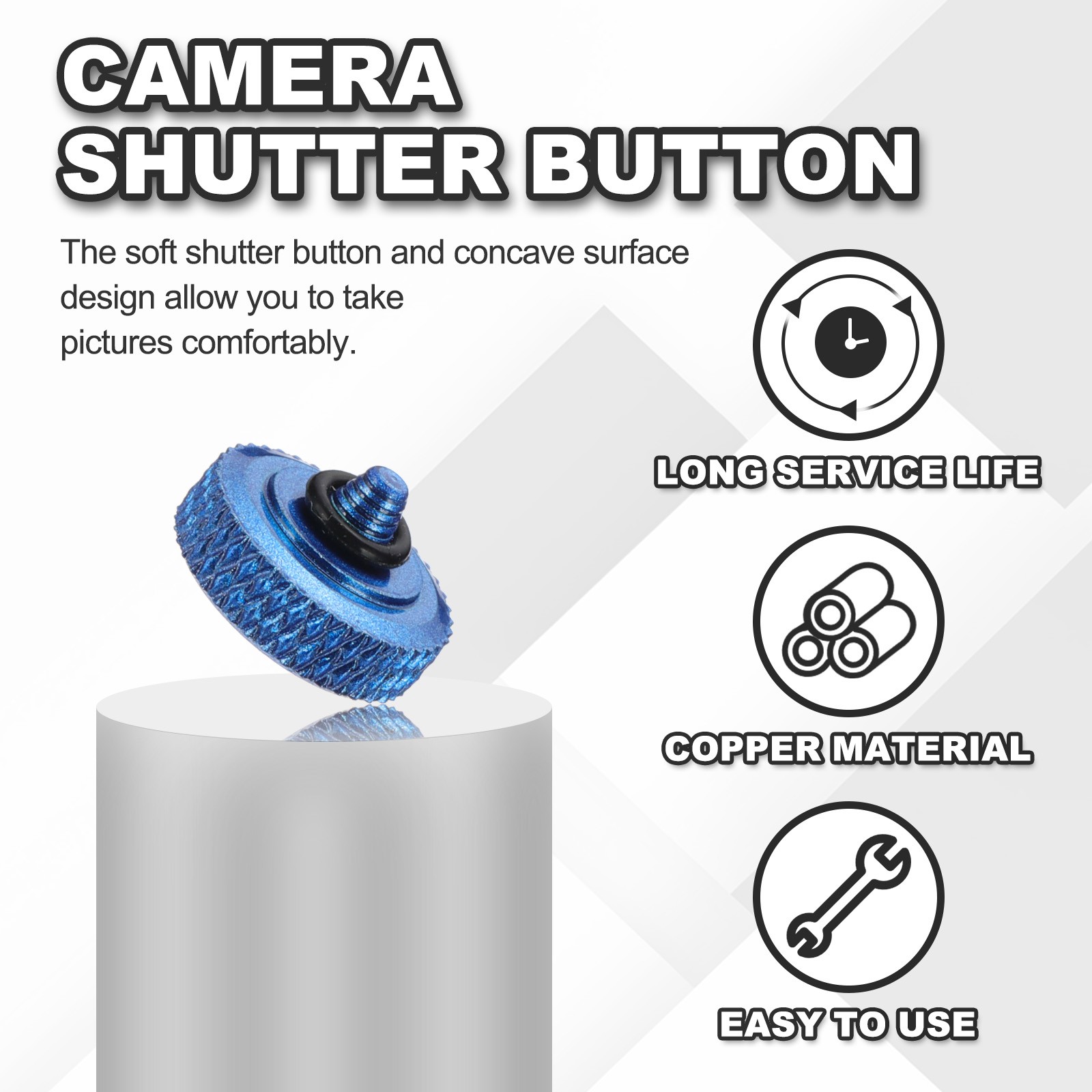 Camera Shutter Button, 2Pcs 12mm Concave Surface Shutter Release Button Blue