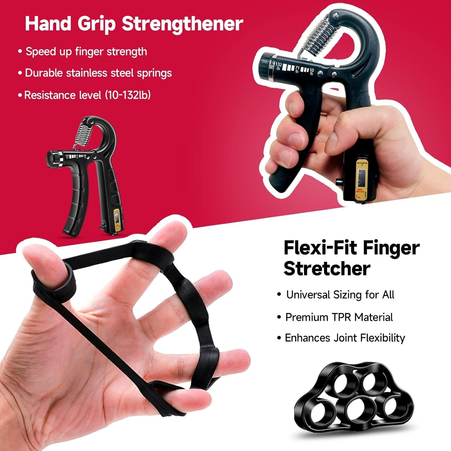 Ultimate Hand Grip Workout Kit: 5 Pack with Adjustable Resistance & Accessories
