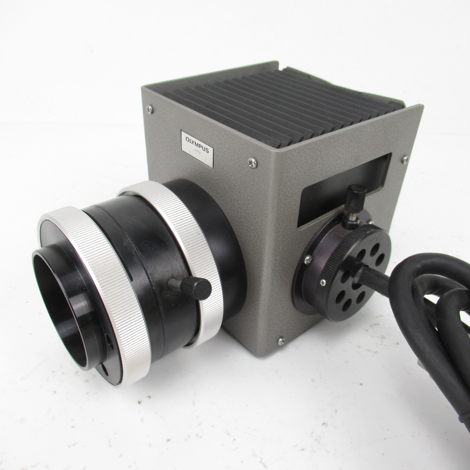 OLYMPUS 100W HALOGEN LIGHT SOURCE FOR VANOX MICROSCOPE - DENT IN HOUSING