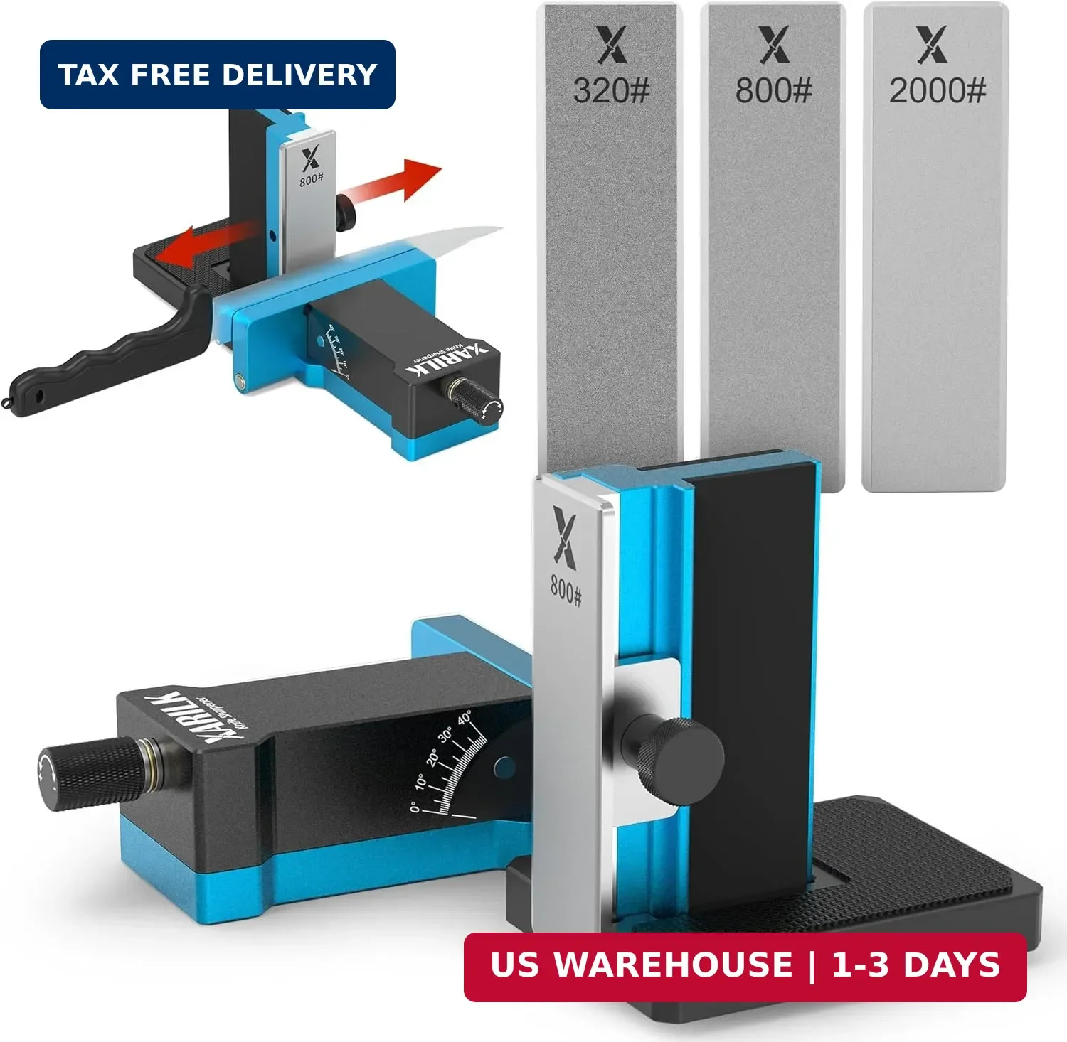 Upgraded Rolling Knife Sharpener Kit - Adjustable 10 - 40°, Removable Diamond St