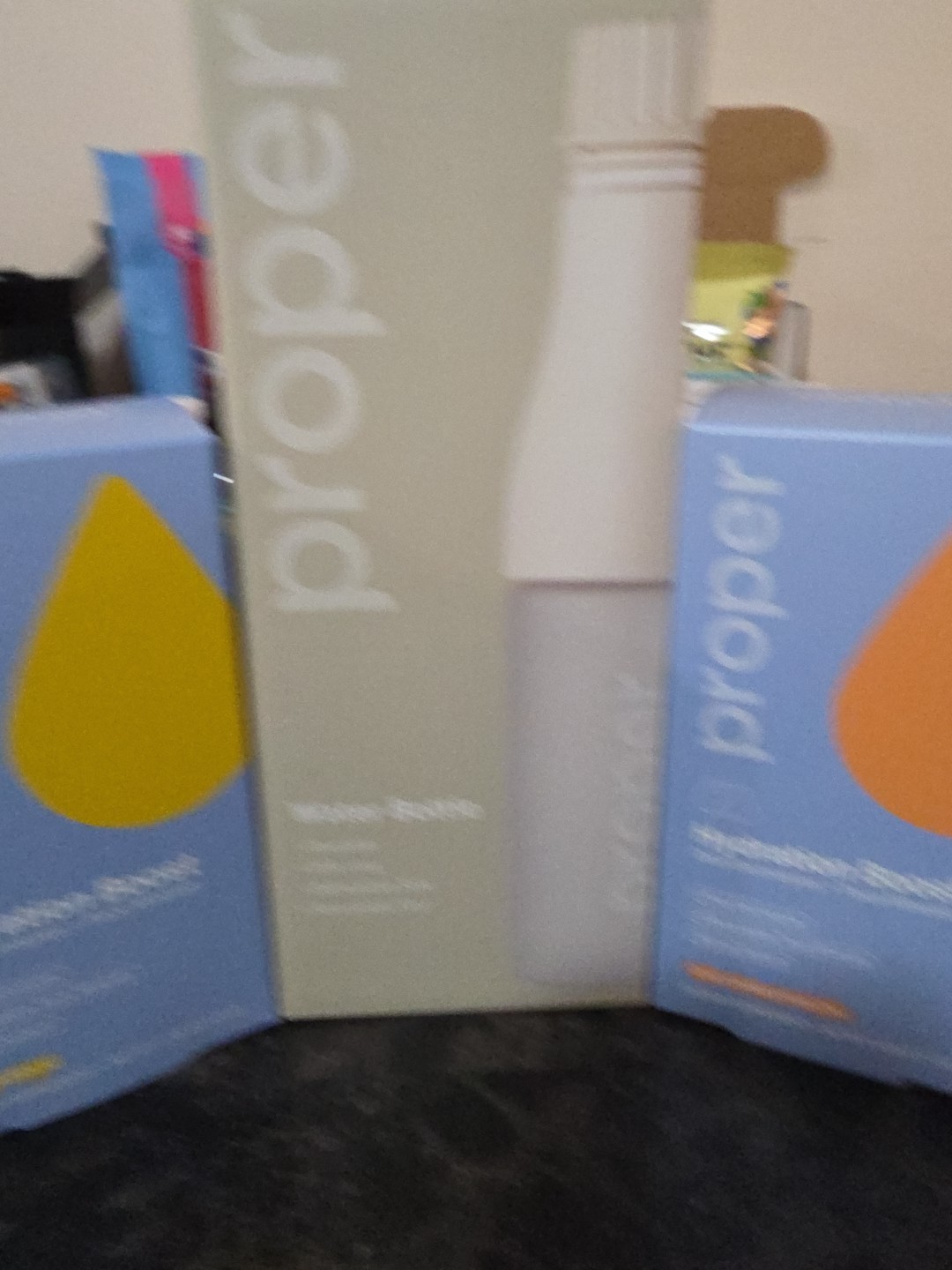 Proper Water Bottle And 60 Hydration Boost Stick Packs Lemon Lime Pineapple Etc