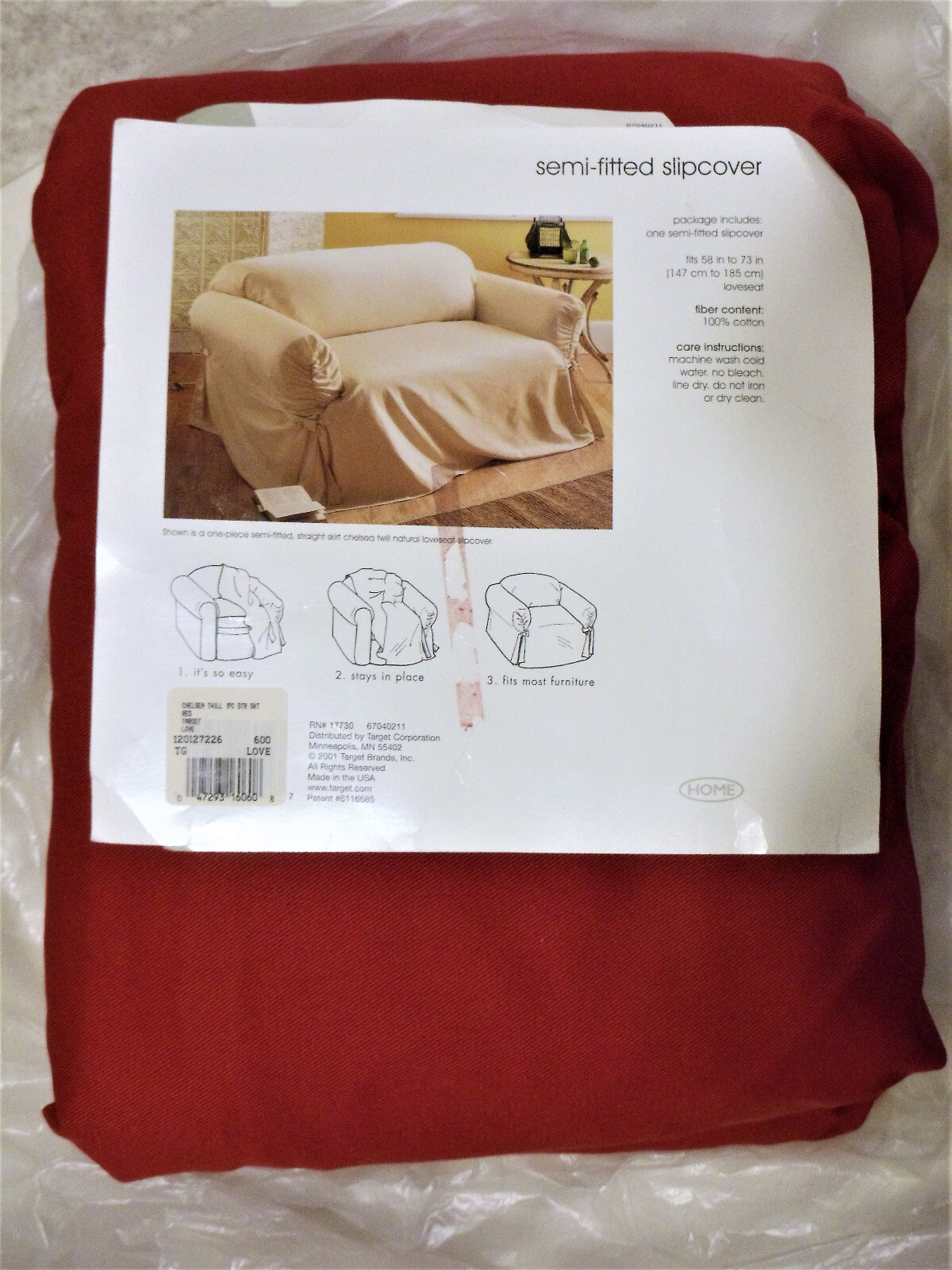 Home Chelsea Twill Red Loveseat sofa couch up to 73" slipcover RARE discontinued