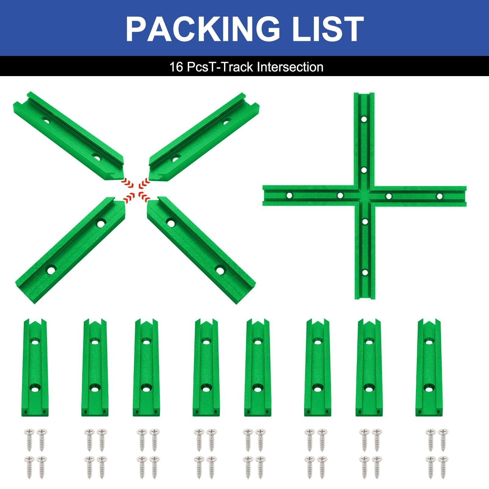 16 PCS Green TTrack Intersection DoubleCut Jig Profile Universal Woodworking