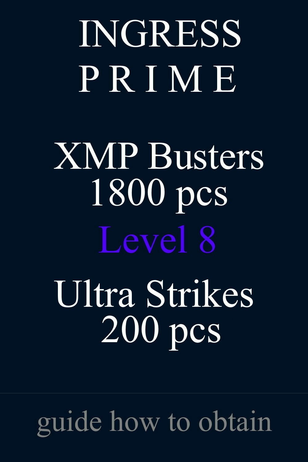 Guide for INGRESS: L8 XMP Bursters 1800 pcs + Ultra Strikes 200 pcs