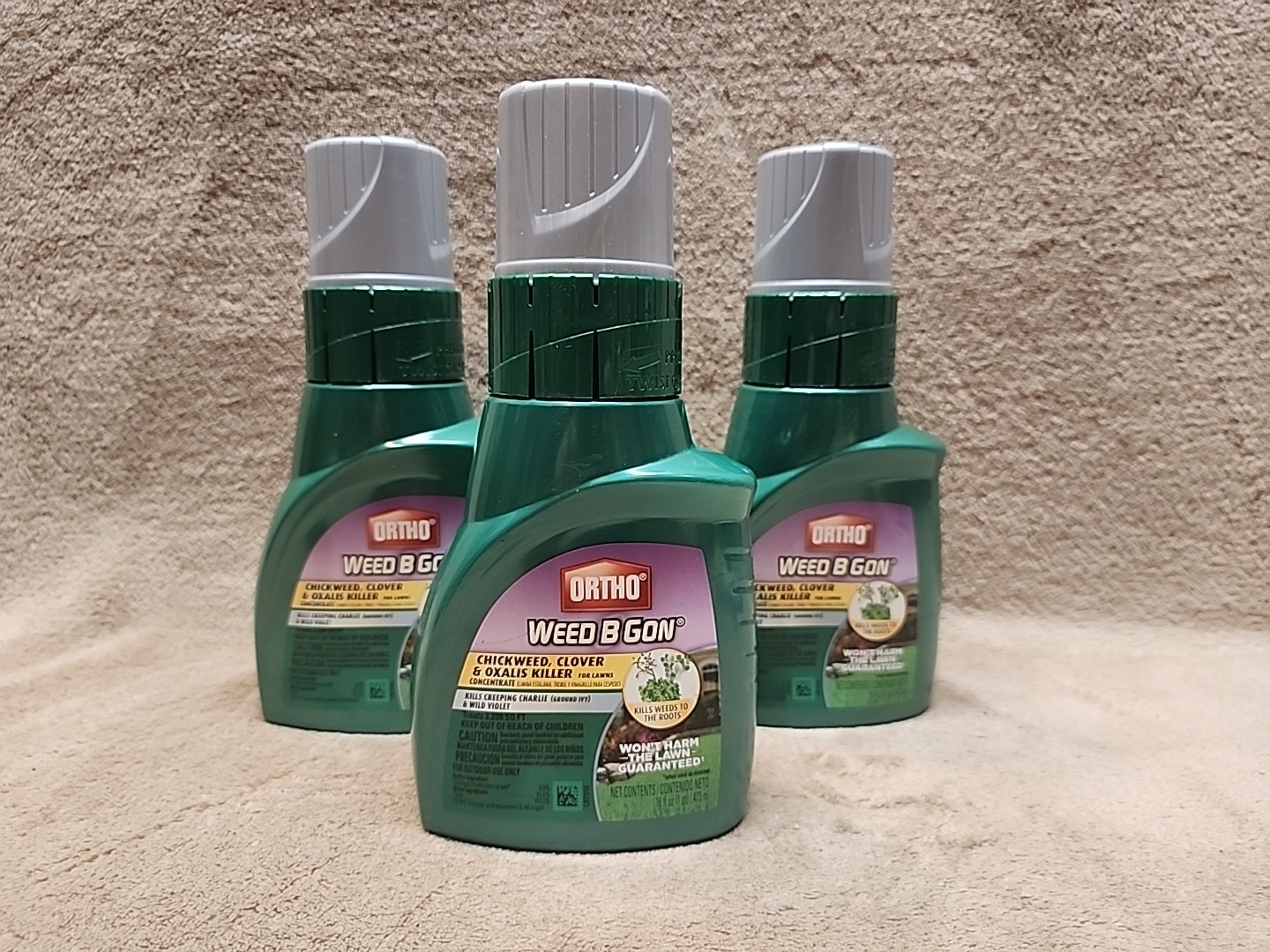 Lot of 3: Ortho Weed B Gon Chickweed Clover & Oxalis Killer Concentrate. 16 oz