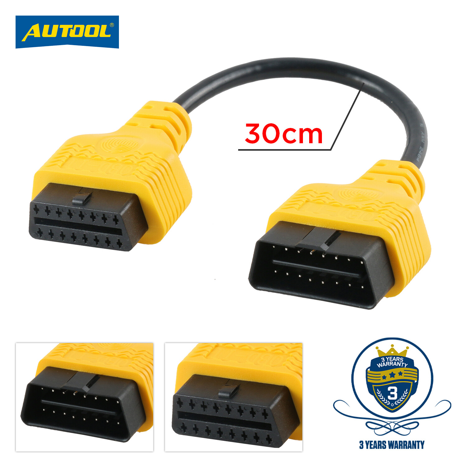 OBD2 Extension 16Pin Cable OBD ll Male to Female Diagnostic Scanner Adapter 30cm