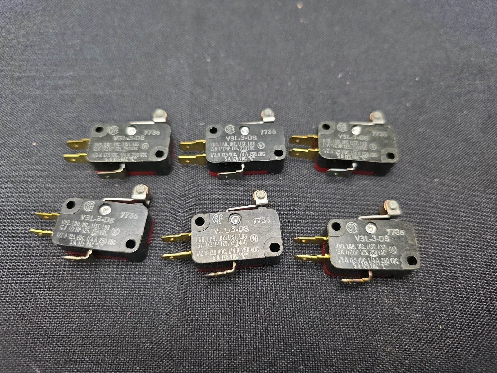 NOS Honeywell Micro Switch V3L-3-D8 Vintage SPDT Roller Lot Of 6