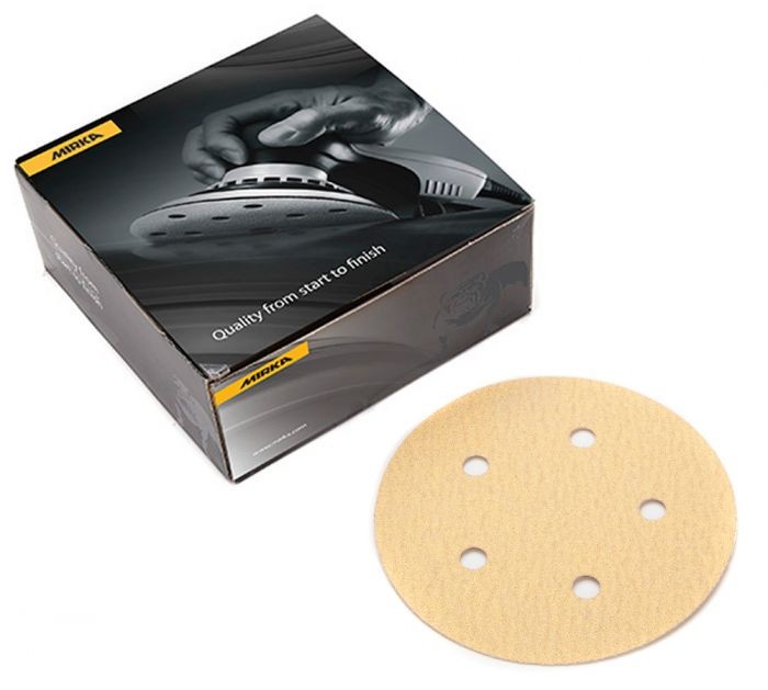 Mirka 23-321-100 5" 5-Hole 100 Grit Dustless Adhesive Sanding Discs - 100 Pack