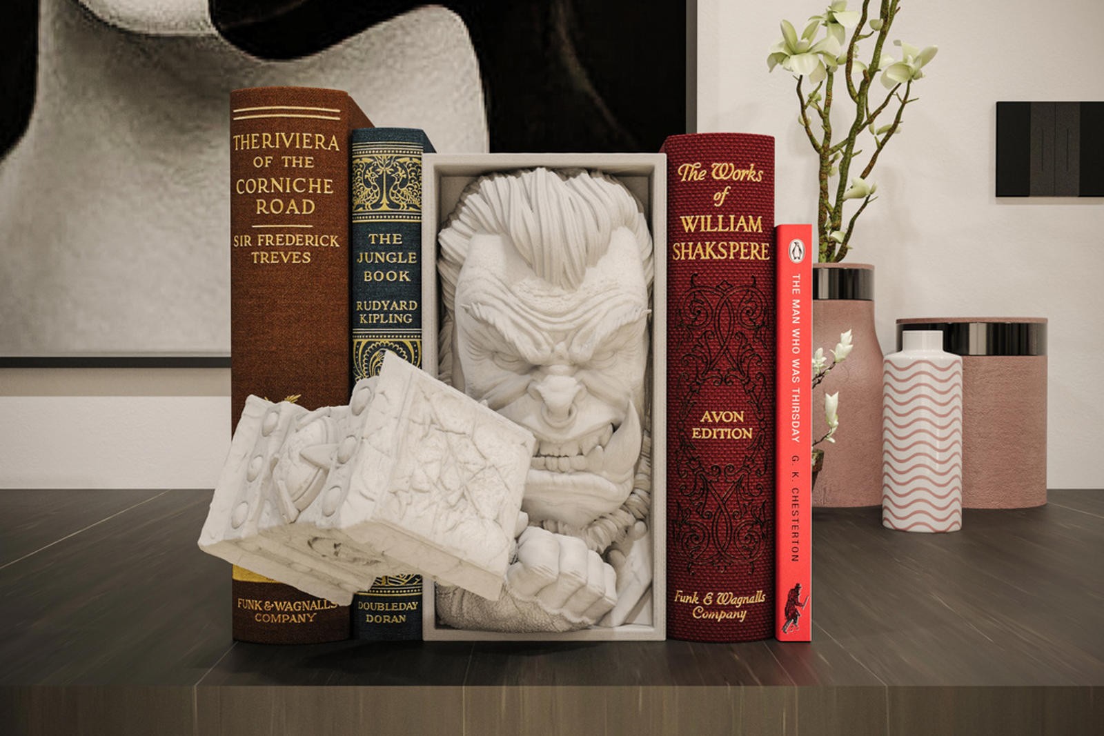 Thrall World of Warcraft Inspired Book Nook - Orc Warchief Bookshelf Insert