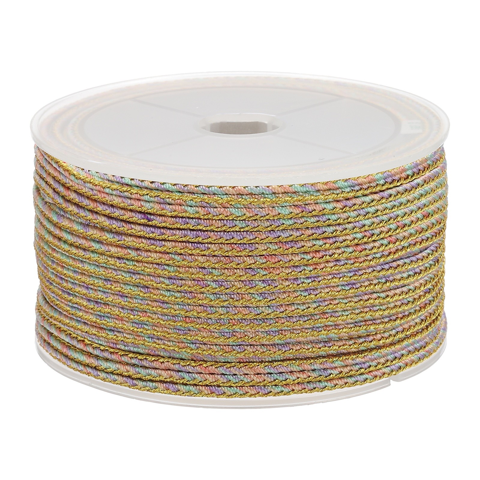 15 Yards x 2.5 mm Braided Cord, Metallic Bracelet Knotting Colorful