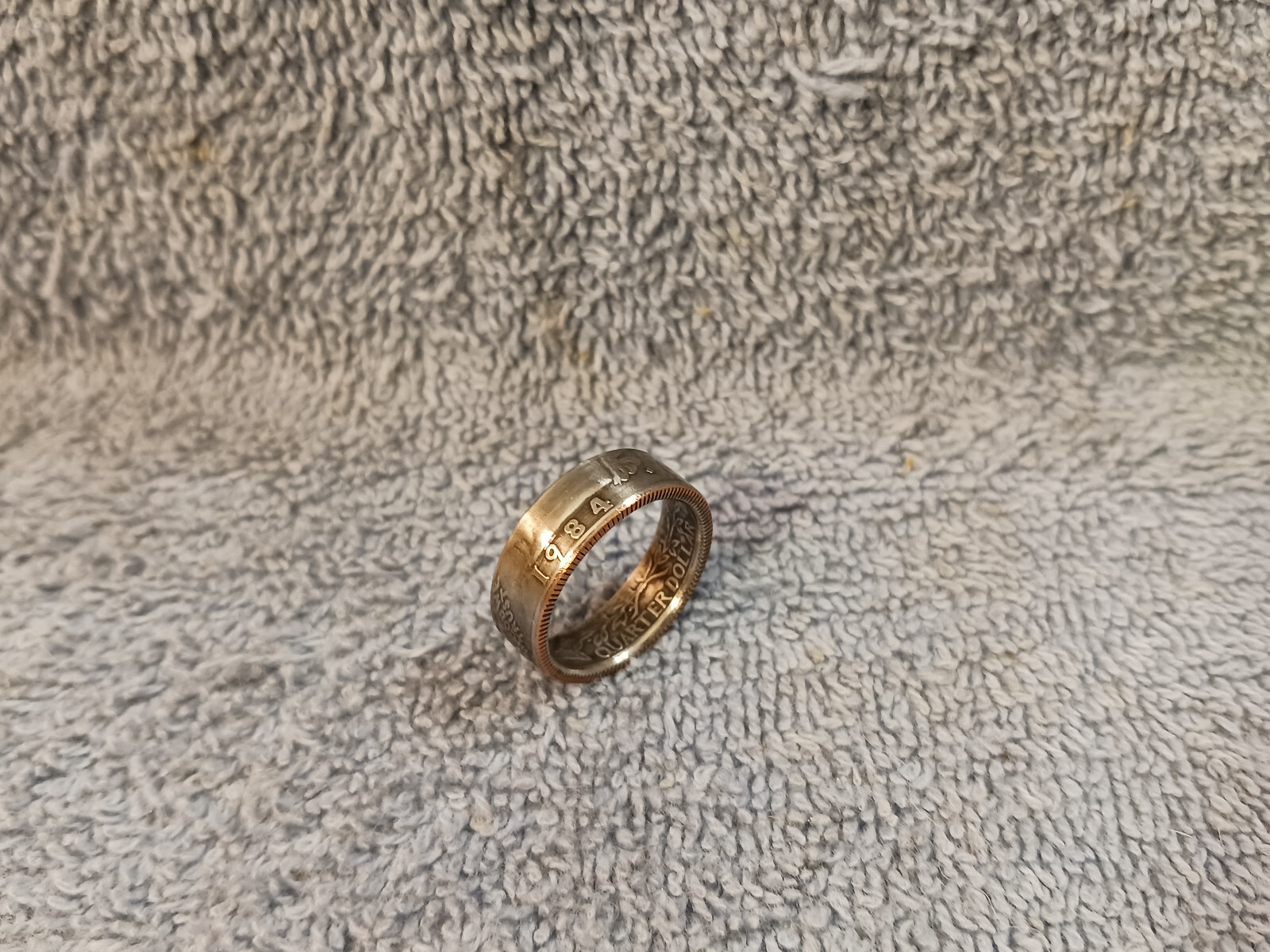 1984  Washington Quarters, coin ring, size 8