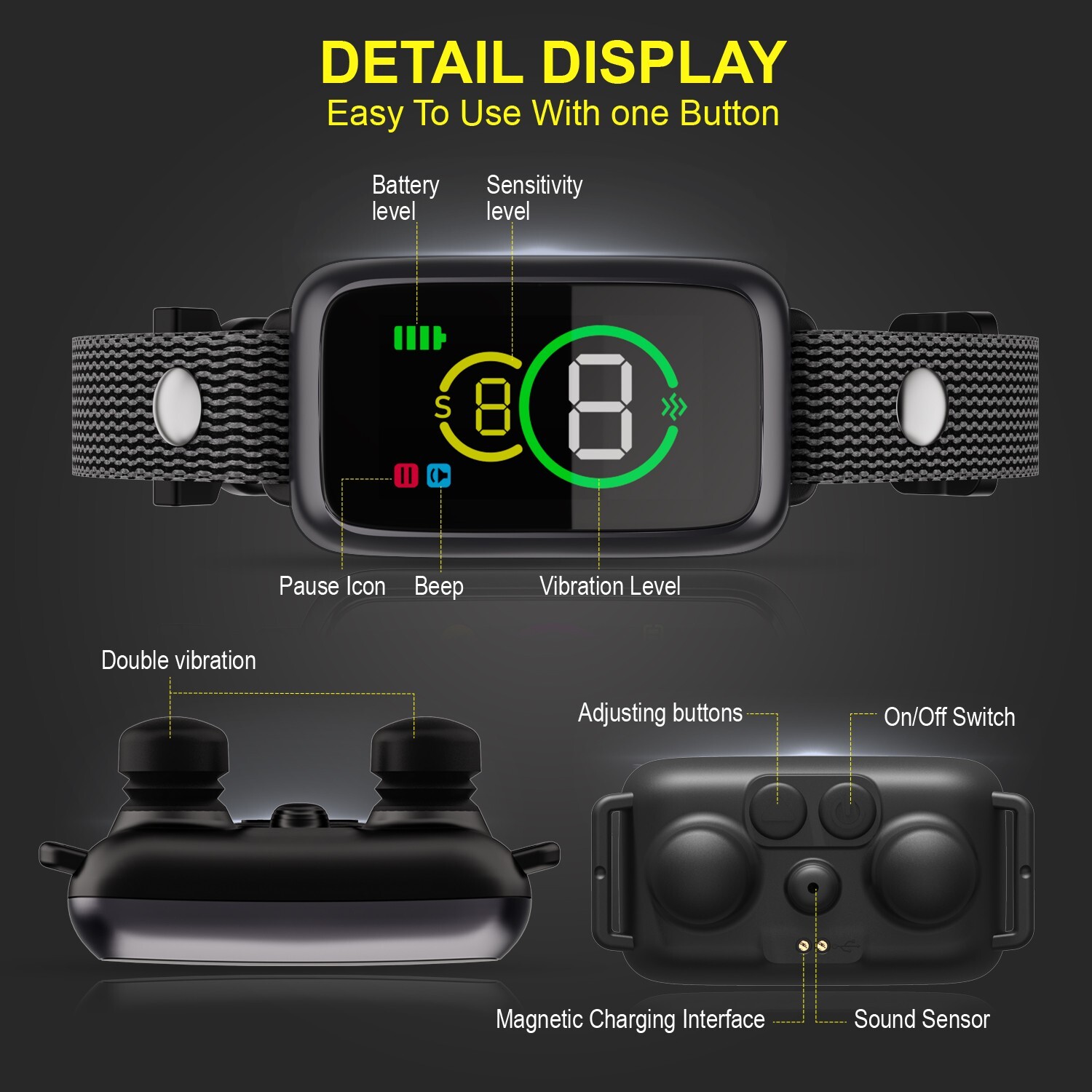 Non-Shock Vibration Bark Collar Exra Small Size Automatic Anti Barking Device