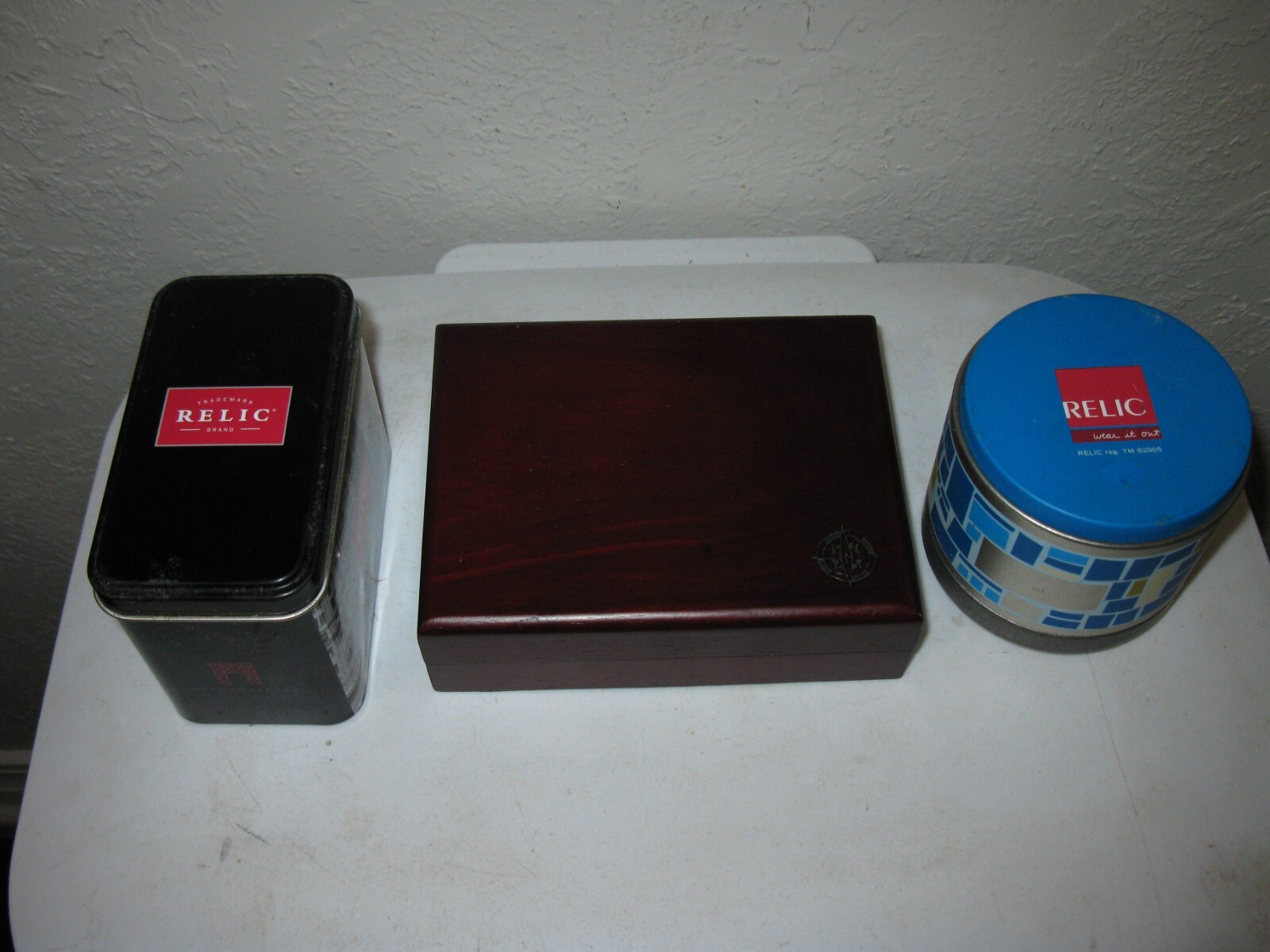 Relic Watch Box & Relic Watch Tins NO WATCHES 3 items