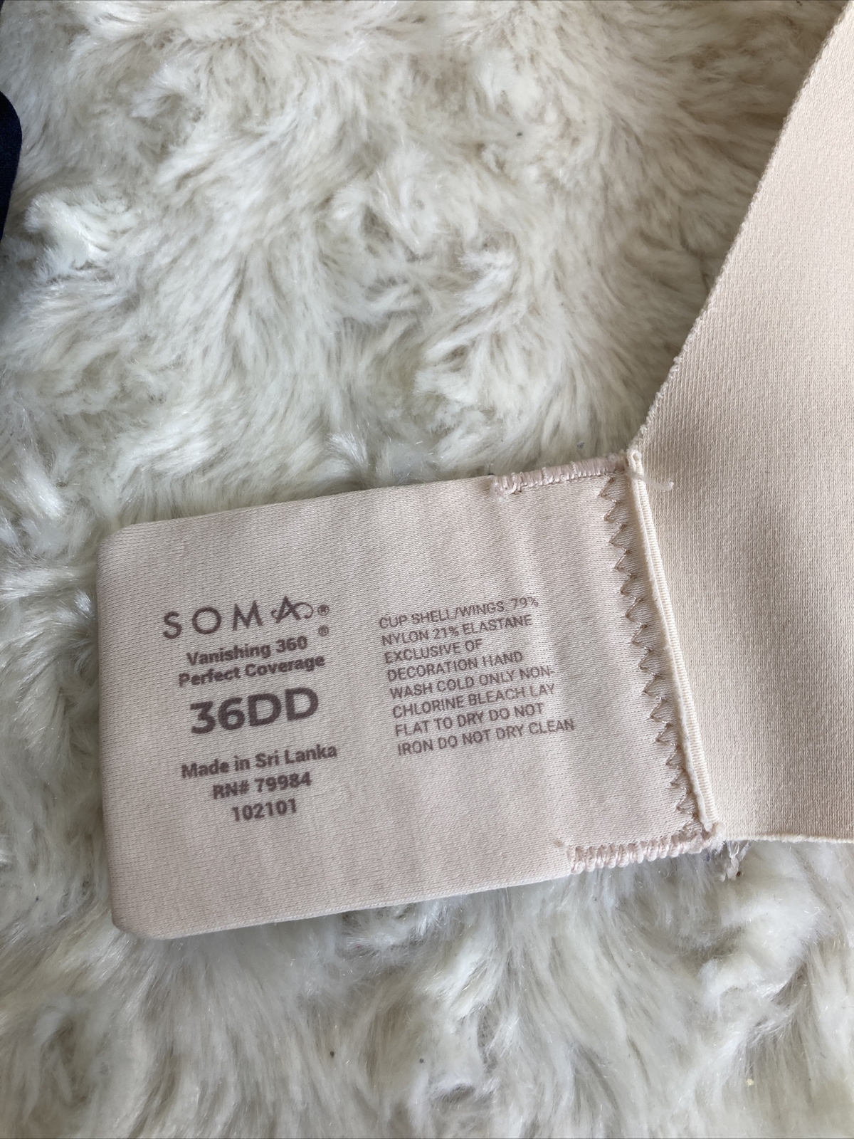 SOMA VANISHING 360 PERFECT COVERAGE UNDERWIRE BRA 36DD LIGHT NUDE
