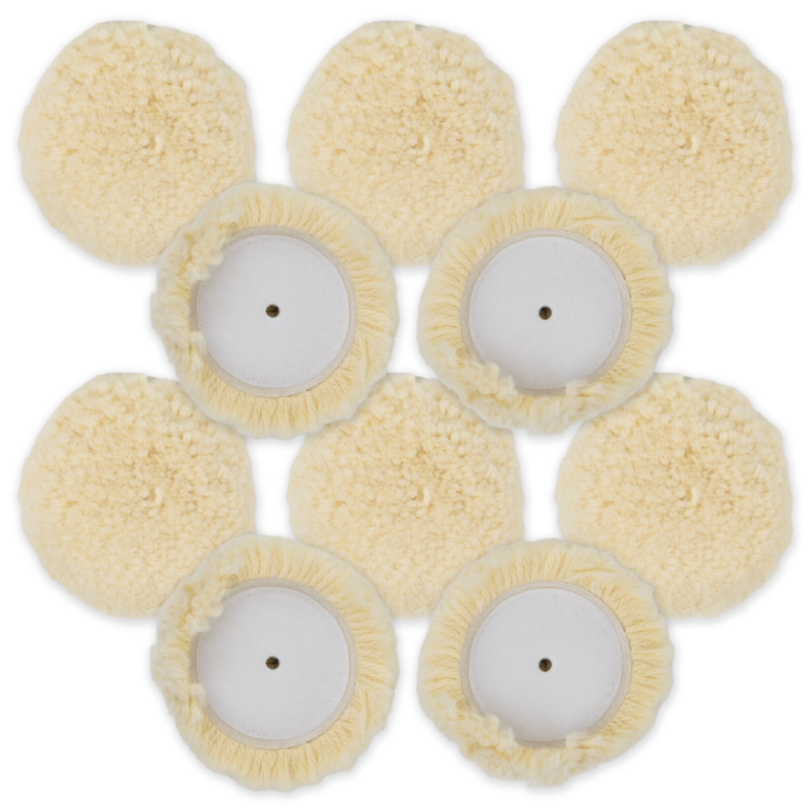 10pk - 3" Wool Buffing Pad with Curved Edge for Heavy Cutting - Made in USA