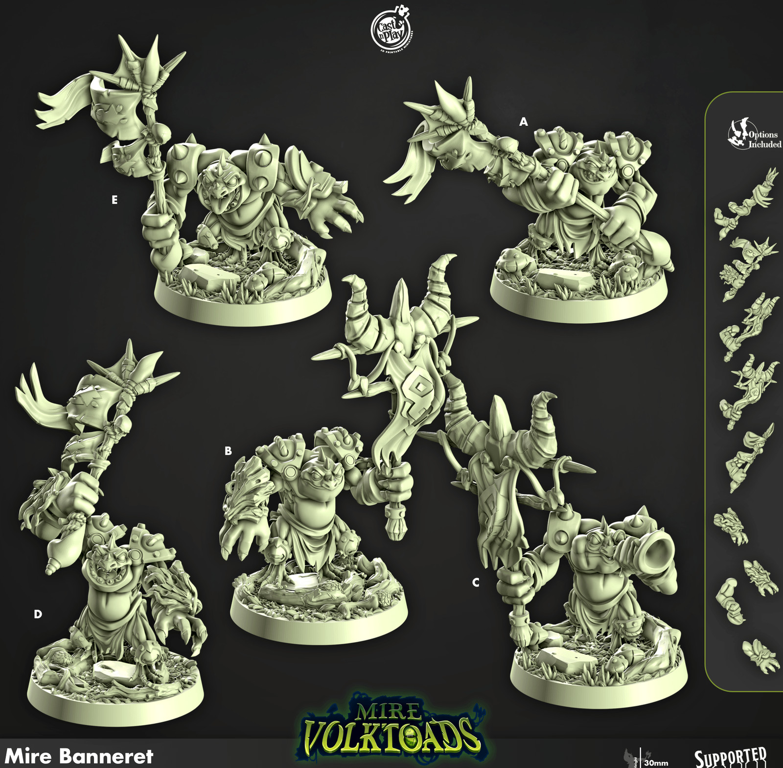 3D Printed Cast n Play Mire Banneret Mire Volktoads Set 28mm 32mm D&D