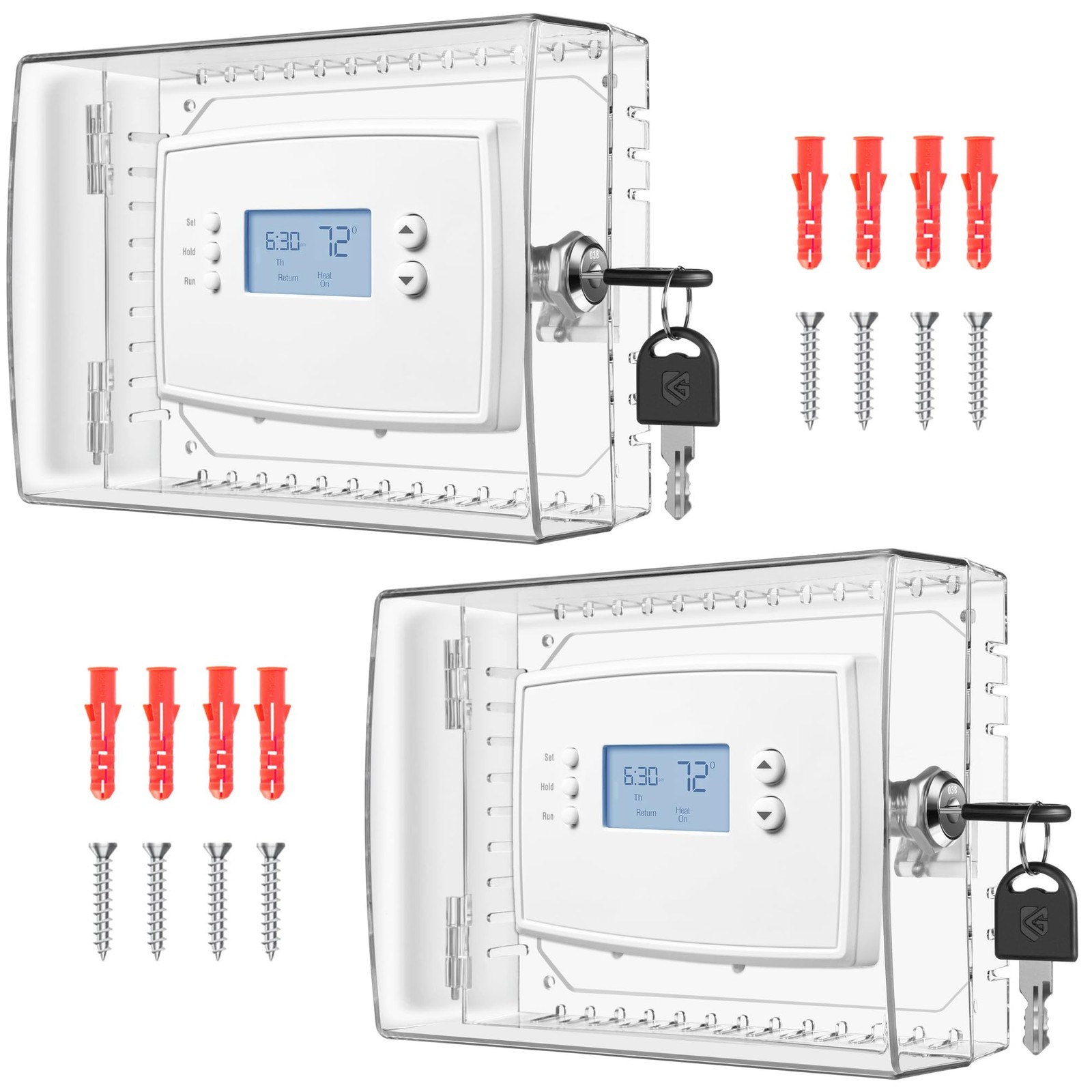TRJ 2 PCS Thermostat Lock Box with Key, Large Cover for...
