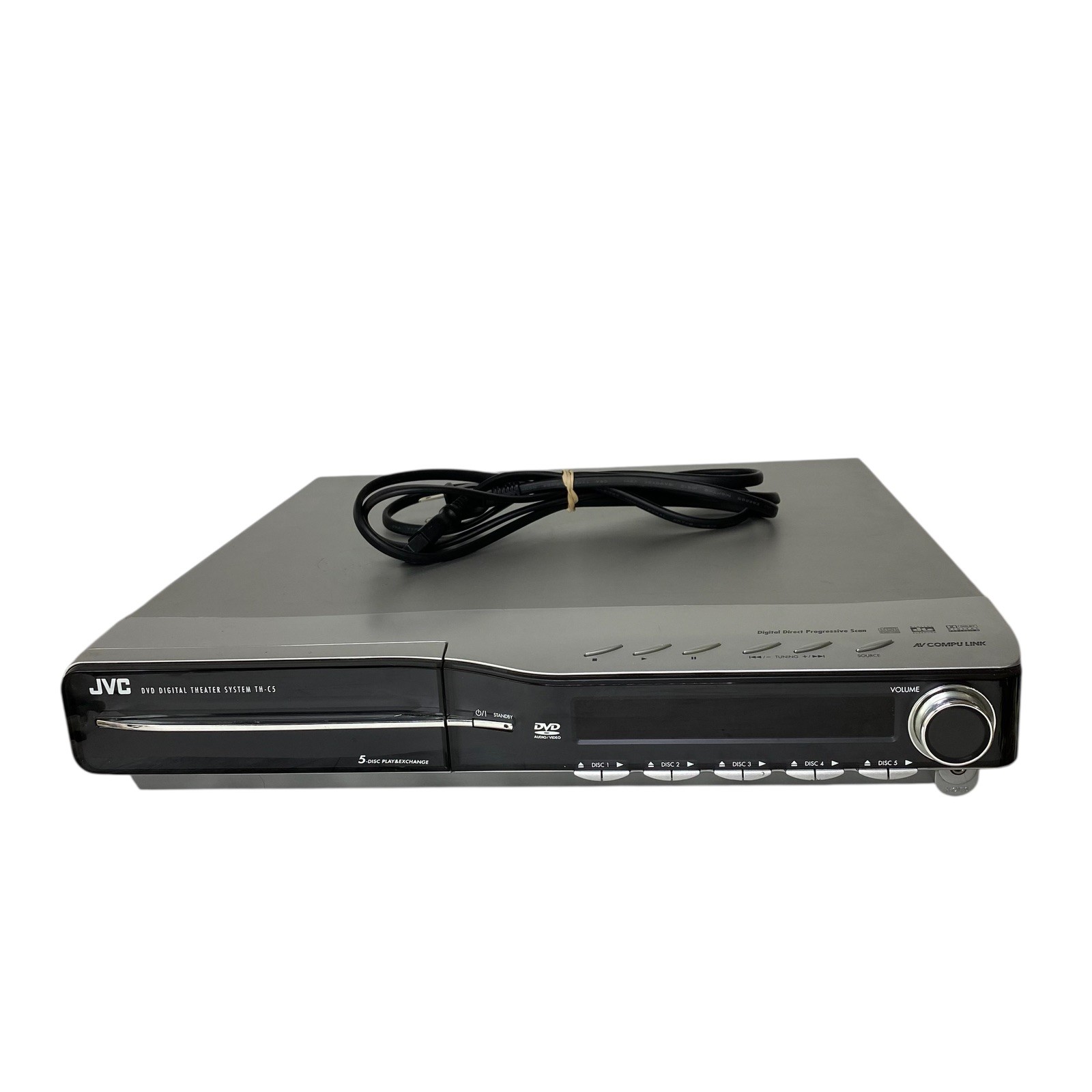 JVC XV-THC5 120V 5 Disk Home Theater DVD Player/Receiver Silver Tested No Remote