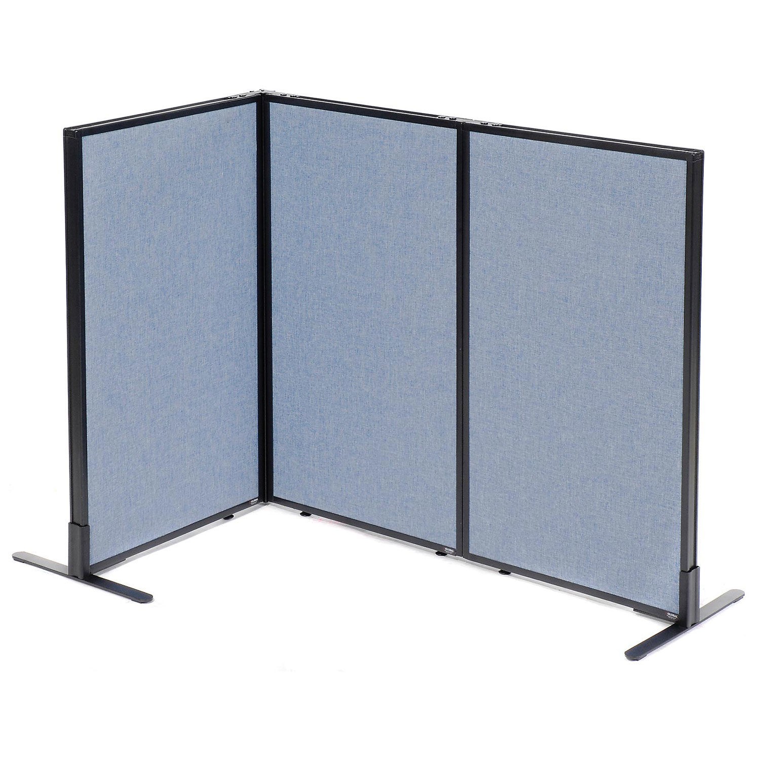 24-1/4"W x 42"H Freestanding 3-Panel Corner Room Divider Blue