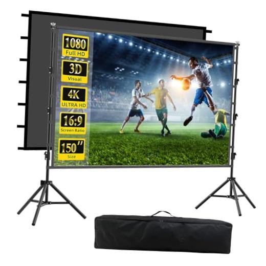Outdoor Projector Screen with Stand, 150 inch Indoor Movie Screen 150 inch-ZJ