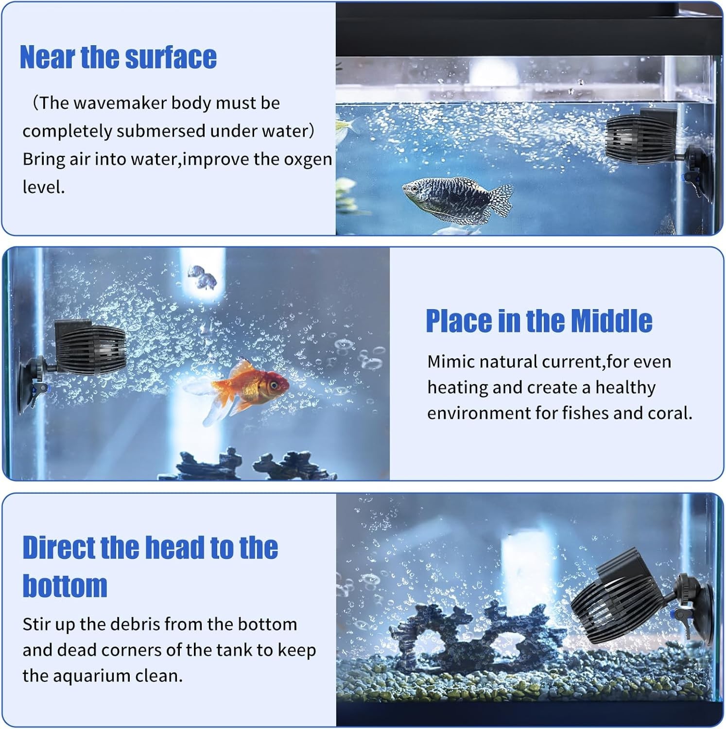 Compact 480 GPH Wave Maker - Effortless Installation with Suction Cups