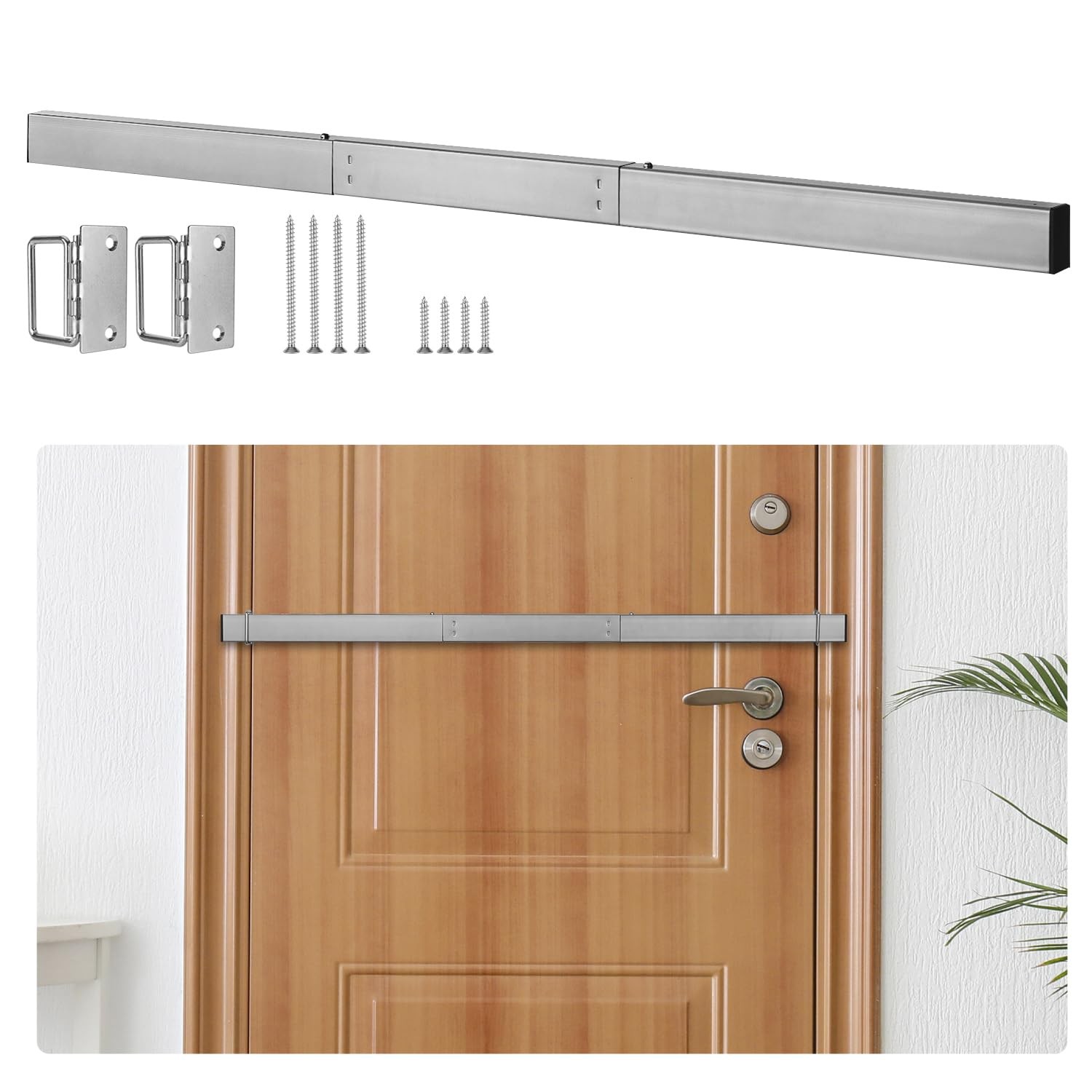 Door Security Bar Barricade Brackets Kit Set Stopper Home Defense...