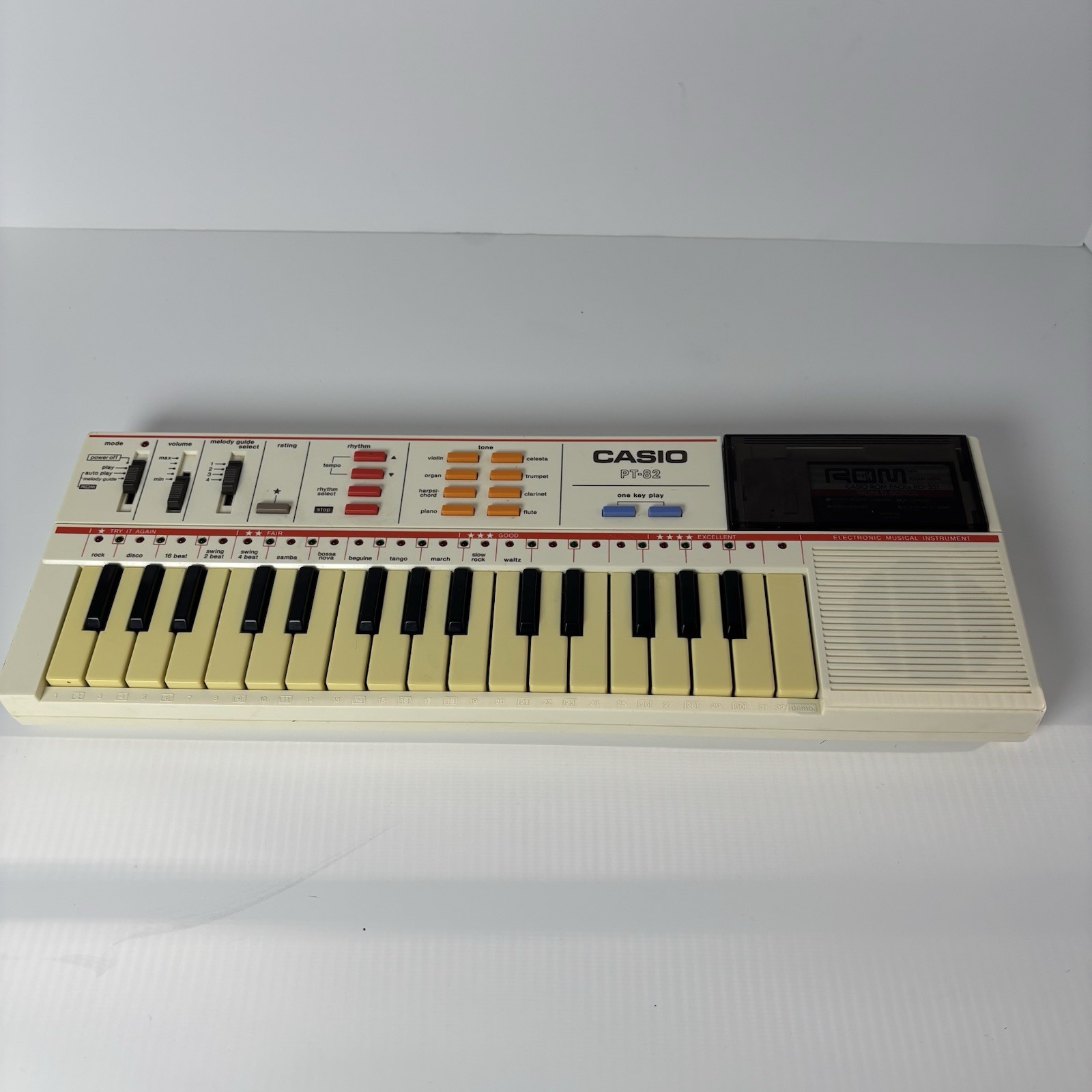 Vintage Casio PT-82 Electronic Musical Instrument w/ RO-551 ROM Pack - Works!