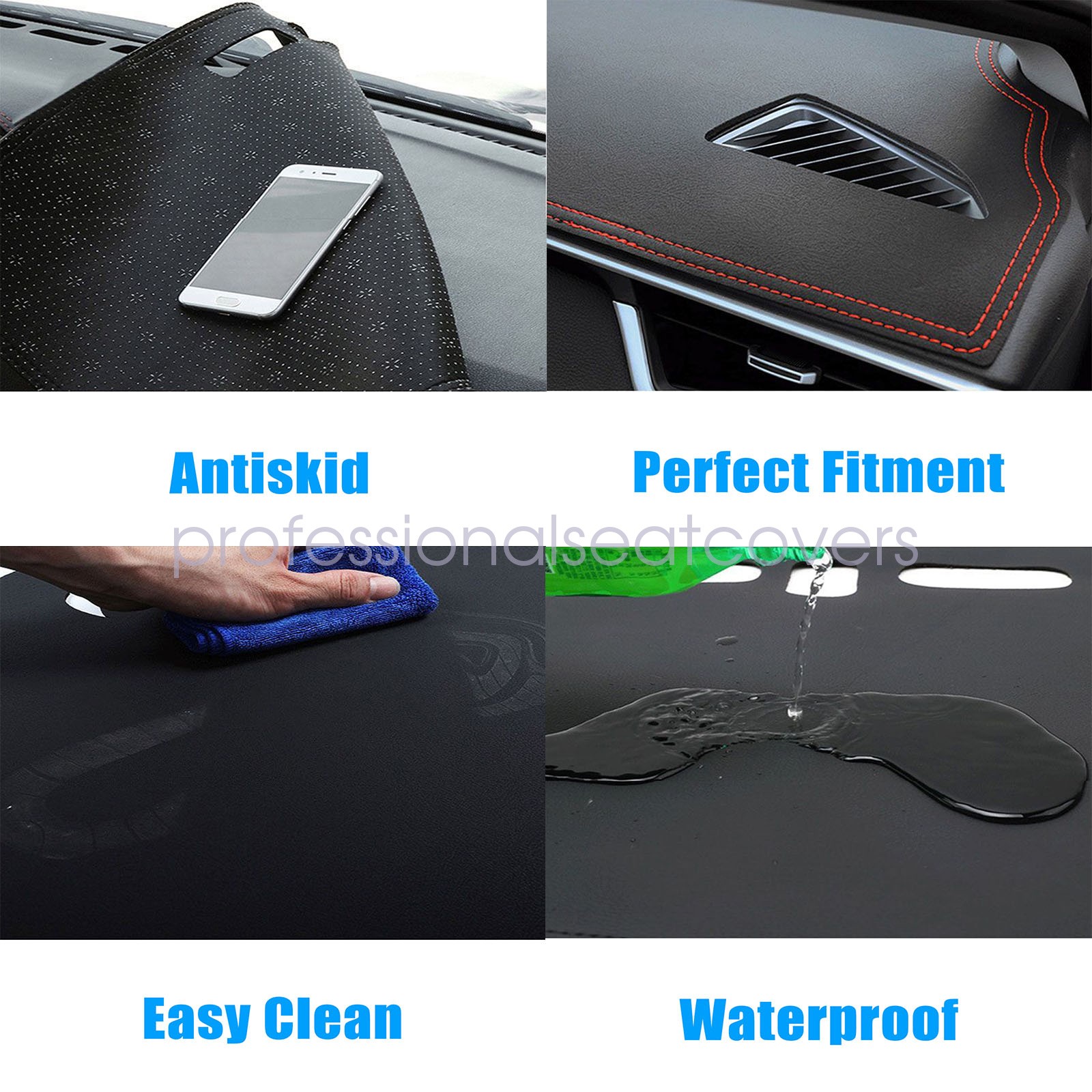 Leather Dashboard Dash Cover Dashmat Carpet For 1992-1996 Ford F-150 F-250 F-350