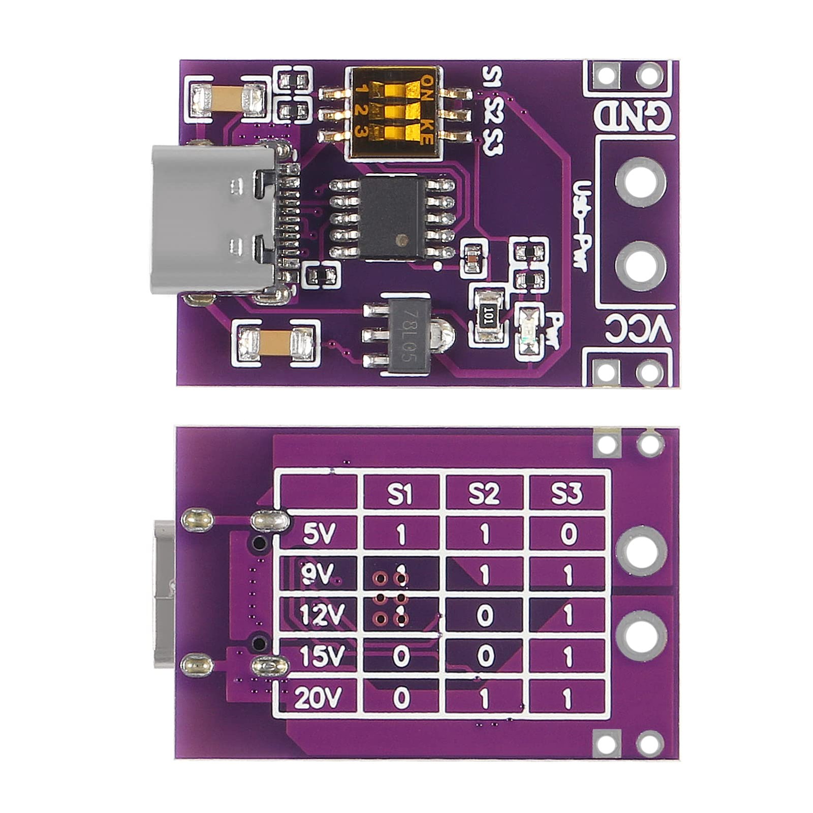 Type-C QC AFC PD2.0/3.0 to DC Fast Charge Trigger Detector USB-PD Module 2-Pack