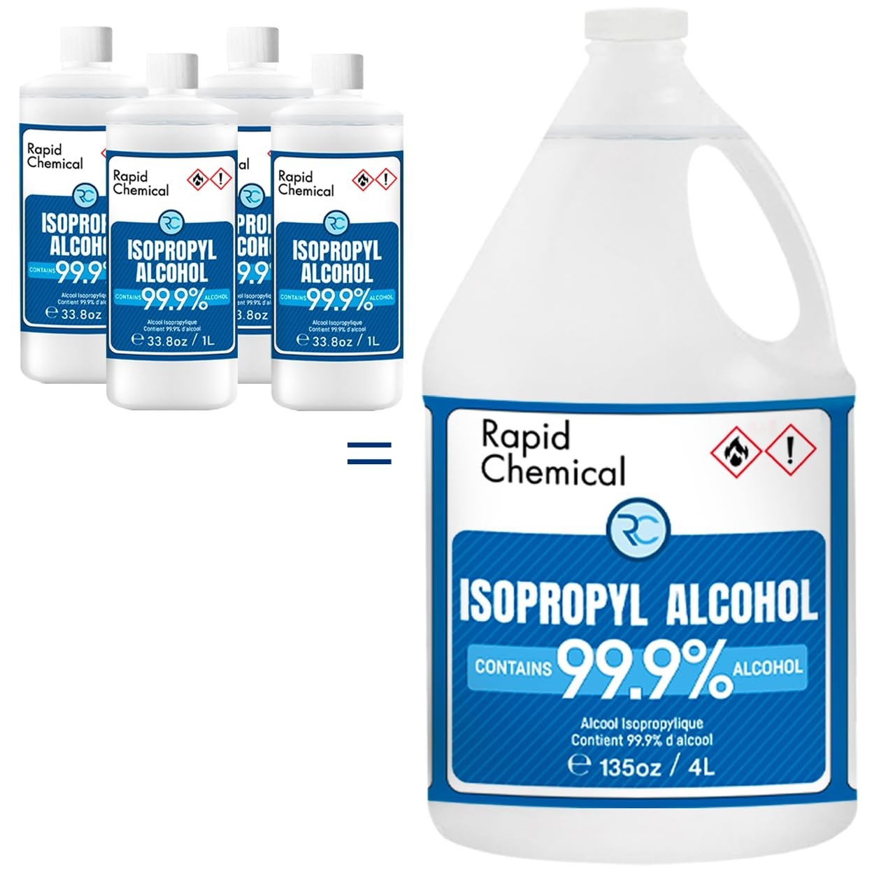 99% Isopropyl Alcohol - USP Grade IPA - 4 Pack 33.8 fl oz - High Purity Disinfec