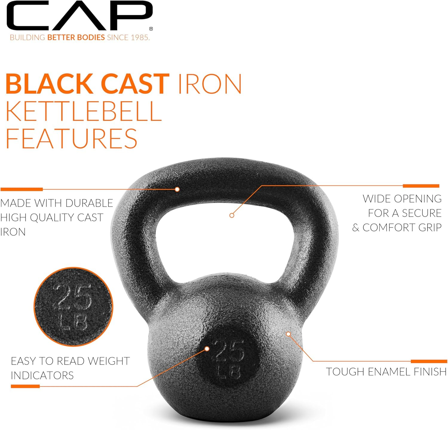 Black Cast Iron Kettlebell Single or Set | 10-80 Lbs