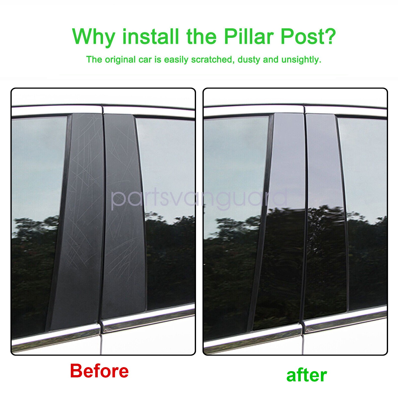 For 2014-2020 Chevy Impala Glossy Black Pillar Posts 6pcs Set Door Trim Cover ※