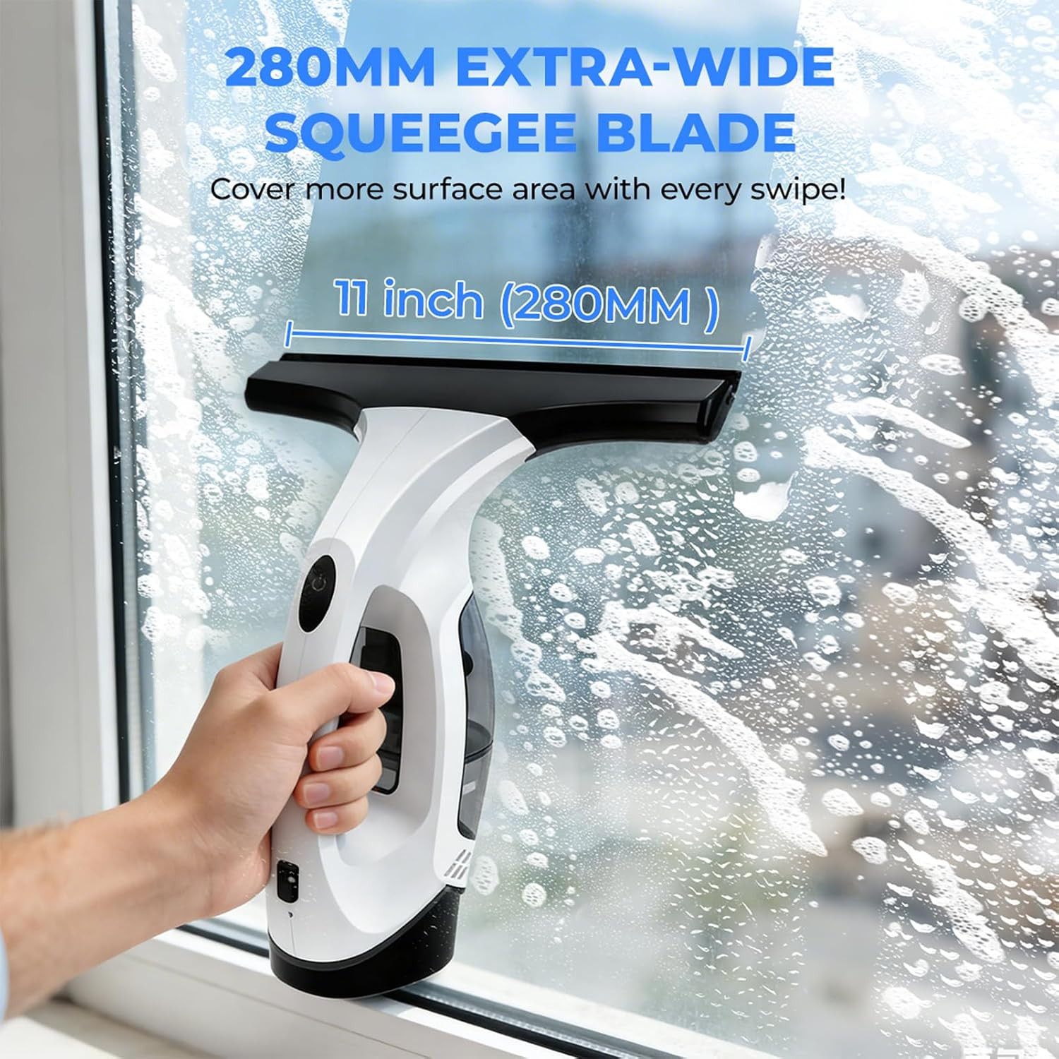 Window Vacuum Squeegee Cordless, Electric Window Cleaner Squeegee with 2000Pa Su