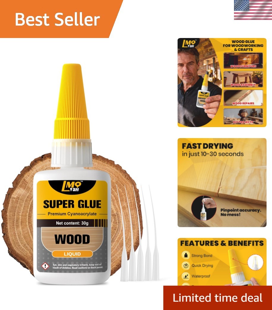 Wood Super Glue Liquid, Clear Instant Cyanoacrylate Adhesive for Wood Crafts ...