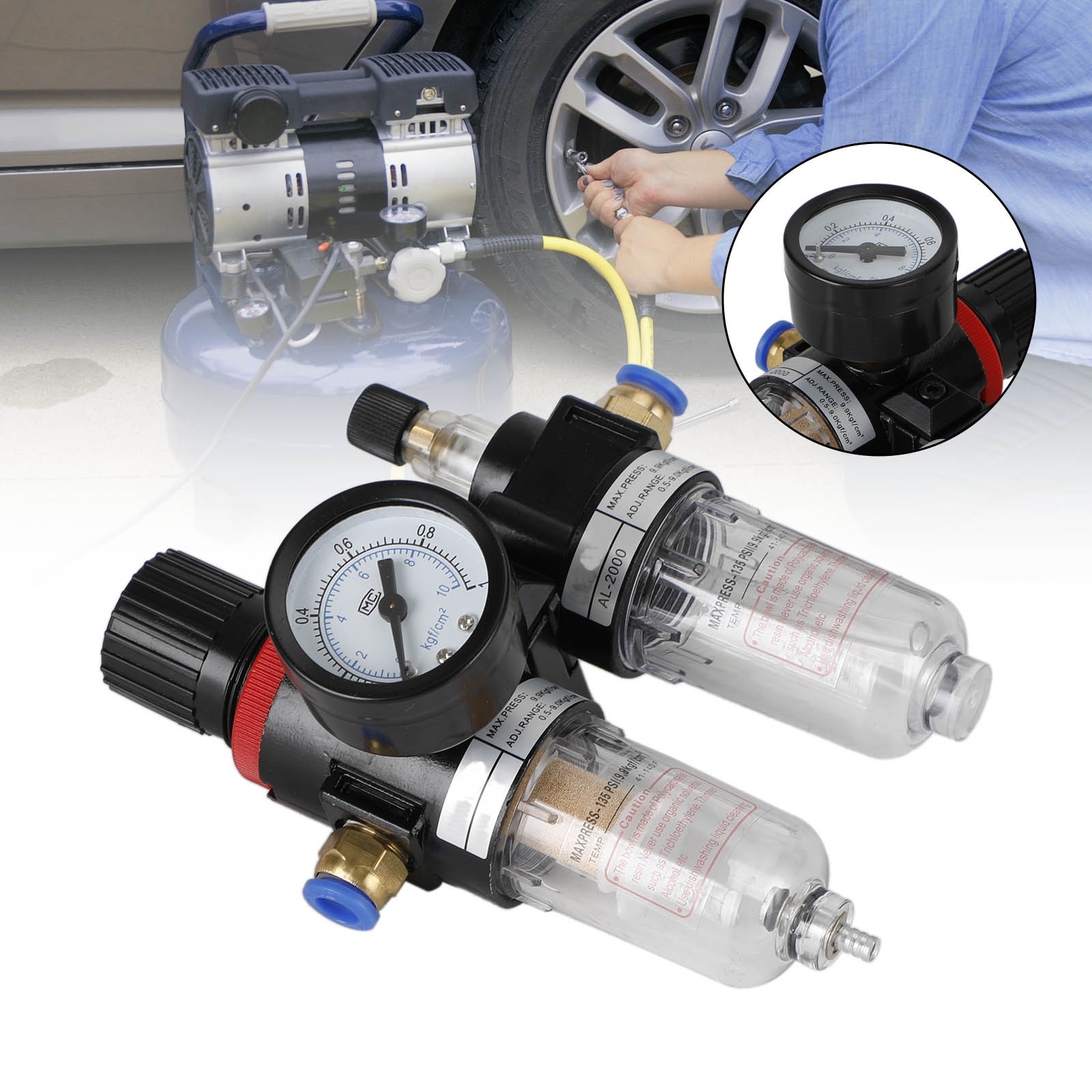 AFC2000 Air Compressor Oil Water Separator Filter Regulator Trap AL2000 G1/4"