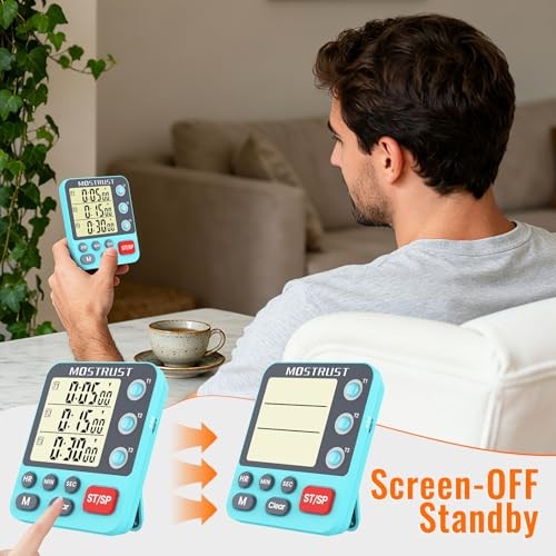 Digital Dual Kitchen Timer, 3 Channels Countdown Triple Timer for 318 Blue