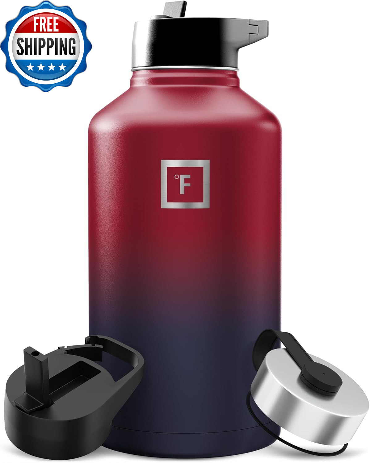 Camping & Hiking Hydration Flask with Straw, Wide Mouth Insulated Stainless Stee
