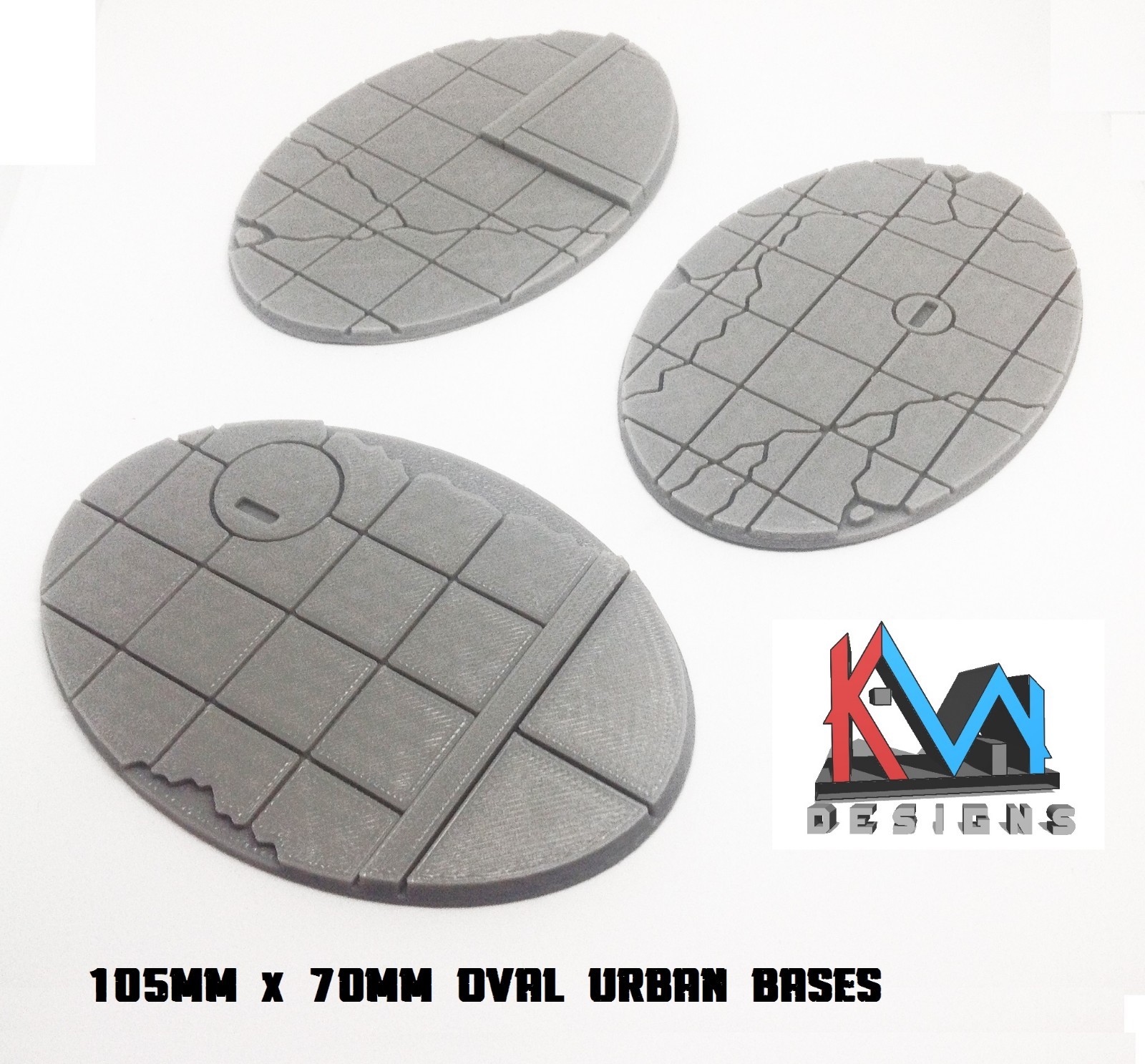 3D Printed - 105x70mm Oval Scenic Urban City Street Bases