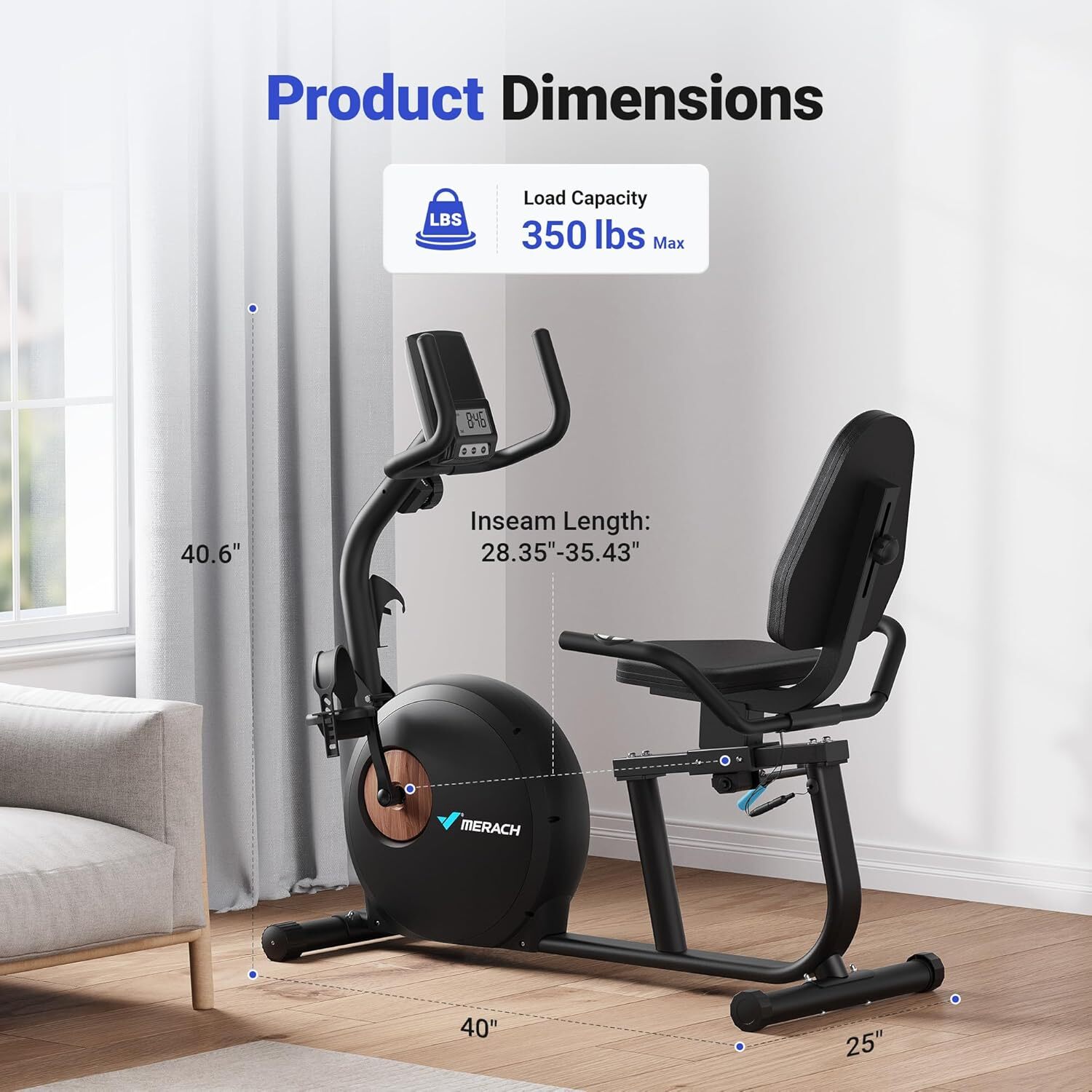New MERACH S23 Recumbent Exercise Bike Indoor Magnetic Stationary Bike Bluetooth