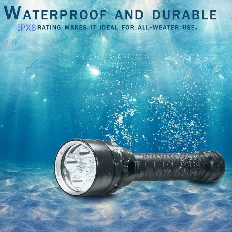 Professional LED Diving Flashlight Spearfishing Light Scuba Underwater Lantern