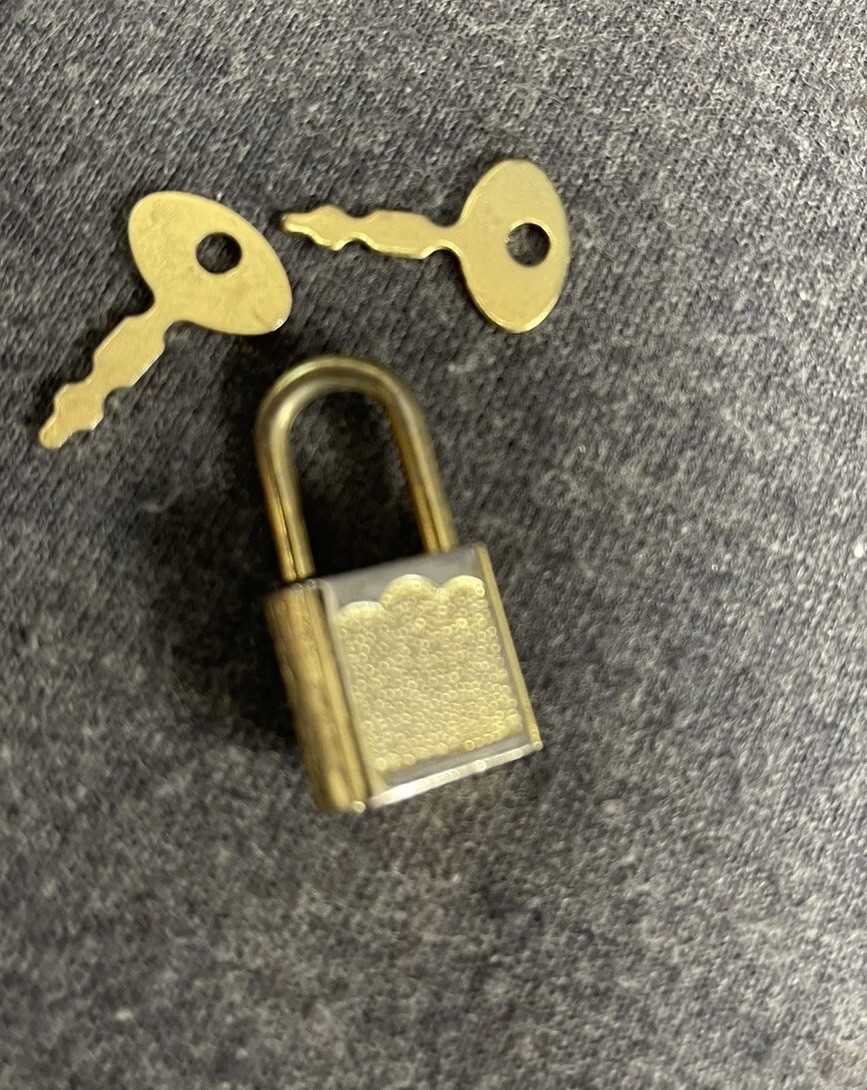 Metal Padlock with Keys 1 1/4" Tall Small Vintage JAPAN