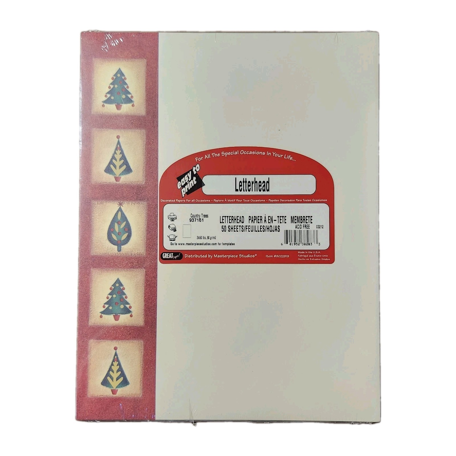 Country Christmas Tree Letterheads 50 Sheets 8.5x11 Masterpiece Studios