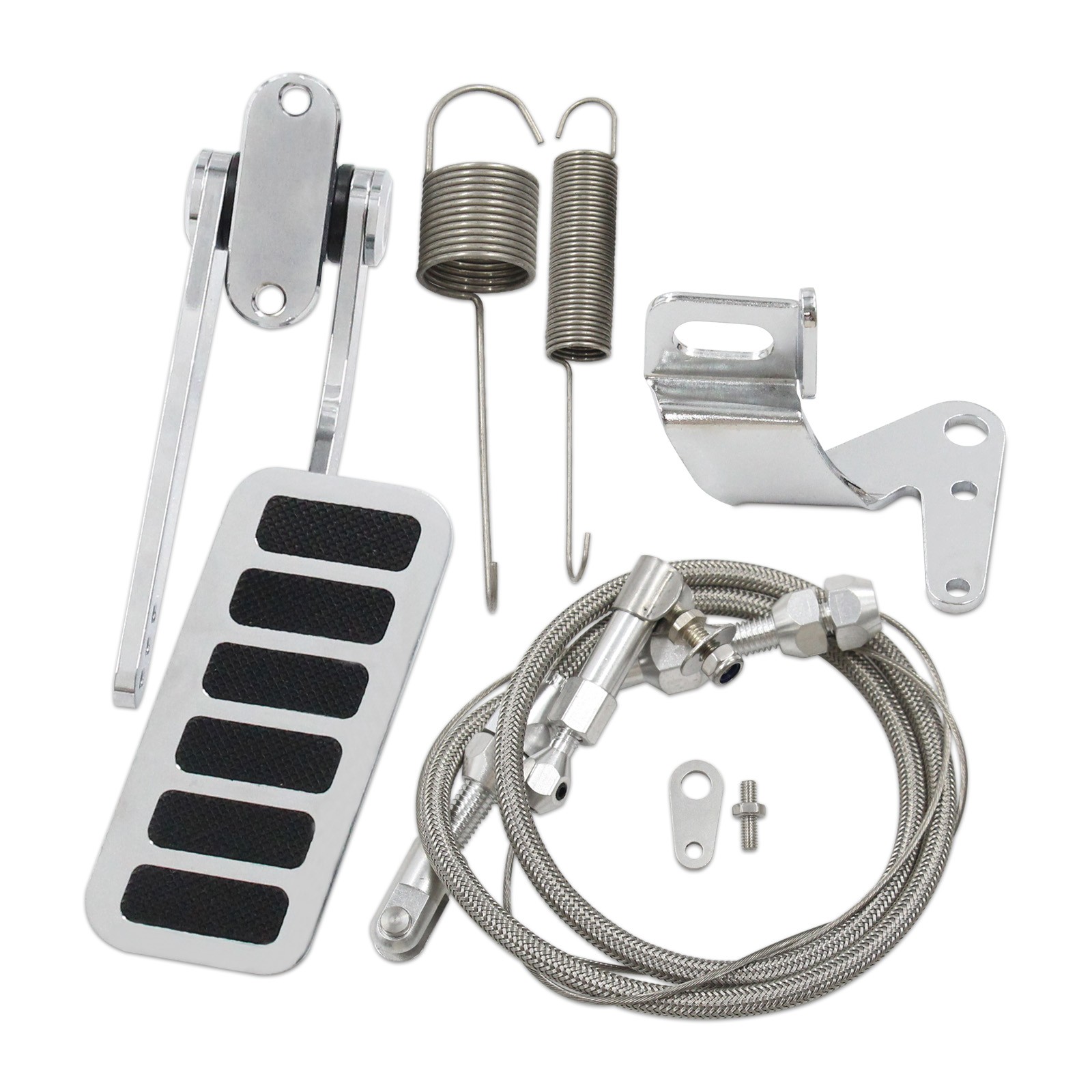 Universal Street Hot Rod Aluminum Gas Pedal + 24" SS Throttle Cable & Spring Set