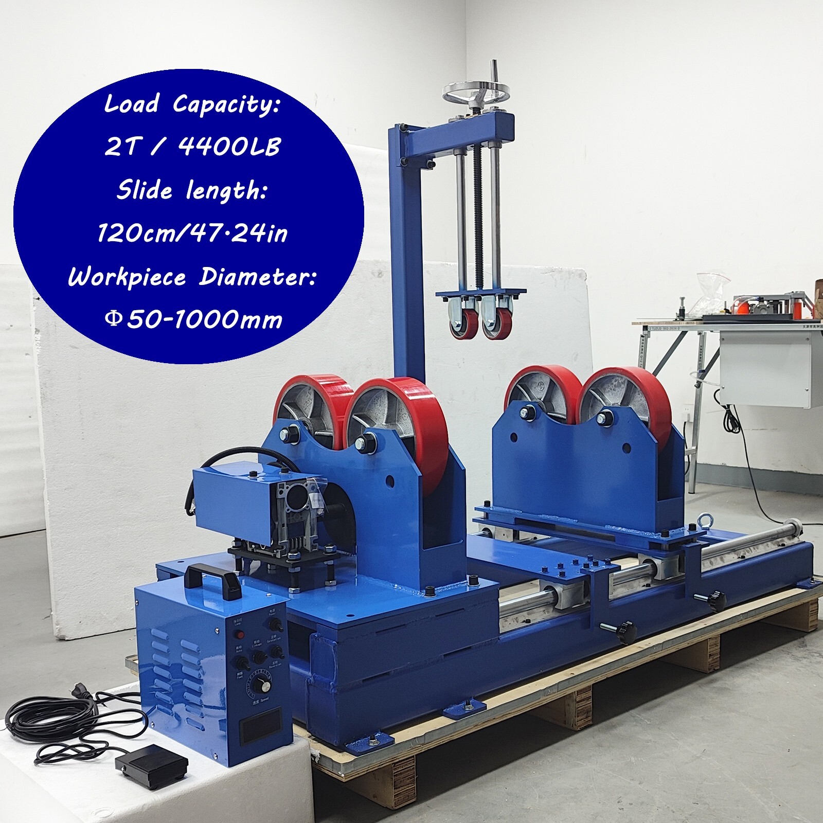 Welding Linkage Roller 4400LB Welding Positioner w/Sliding Rail&Press Wheel Rack