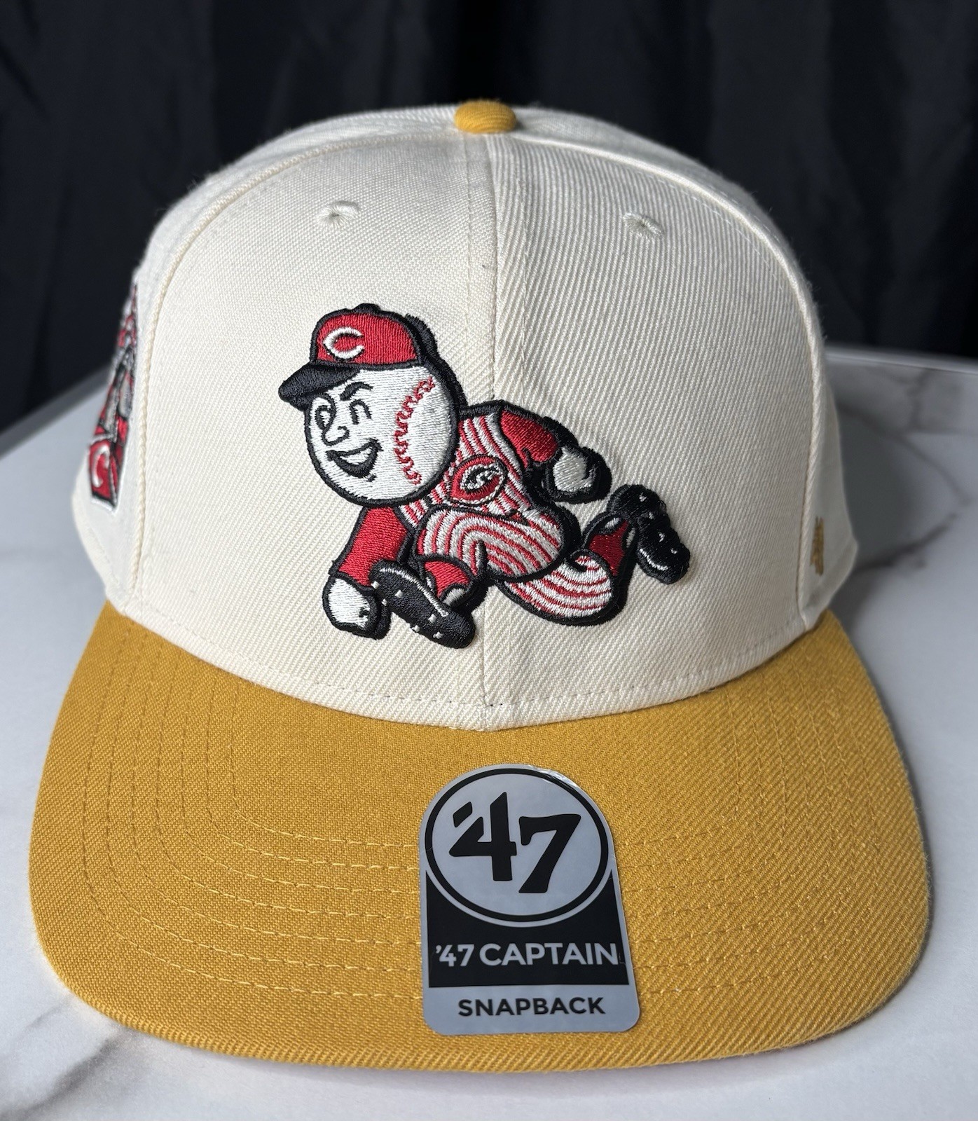 ’47 Cincinnati Reds 2003 Inaugural Season Ivory Yellow MLB Snapback Cap