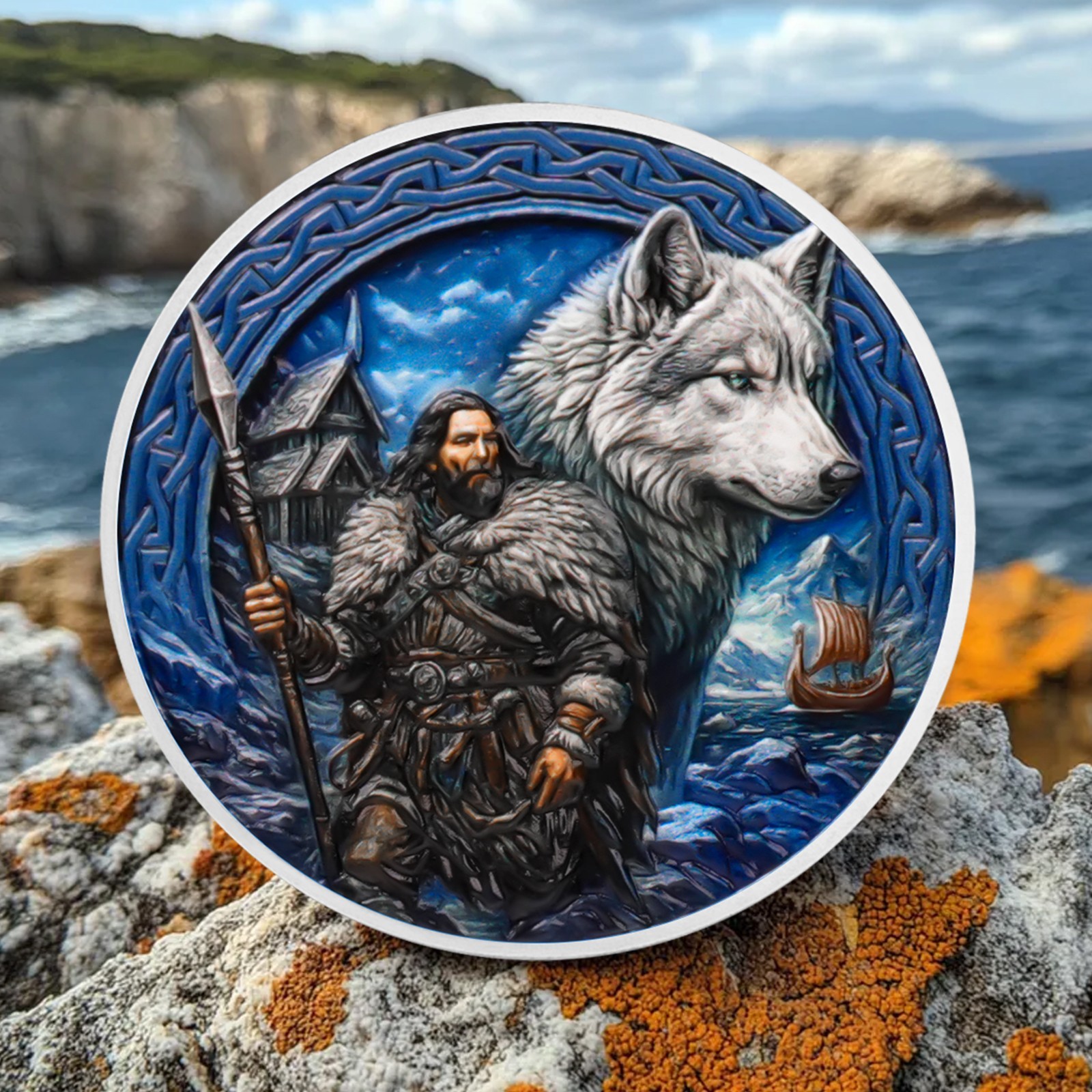 Viking Coin Viking Warrior and Wolf Challenge Coin Norse Mythology Collectible